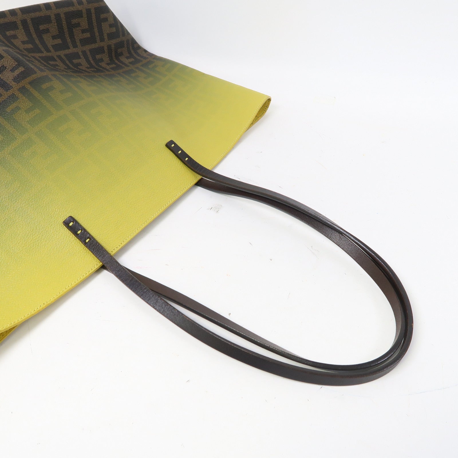 FENDI 塗層帆布Tote Bag金扣肩背袋黃色/啡色