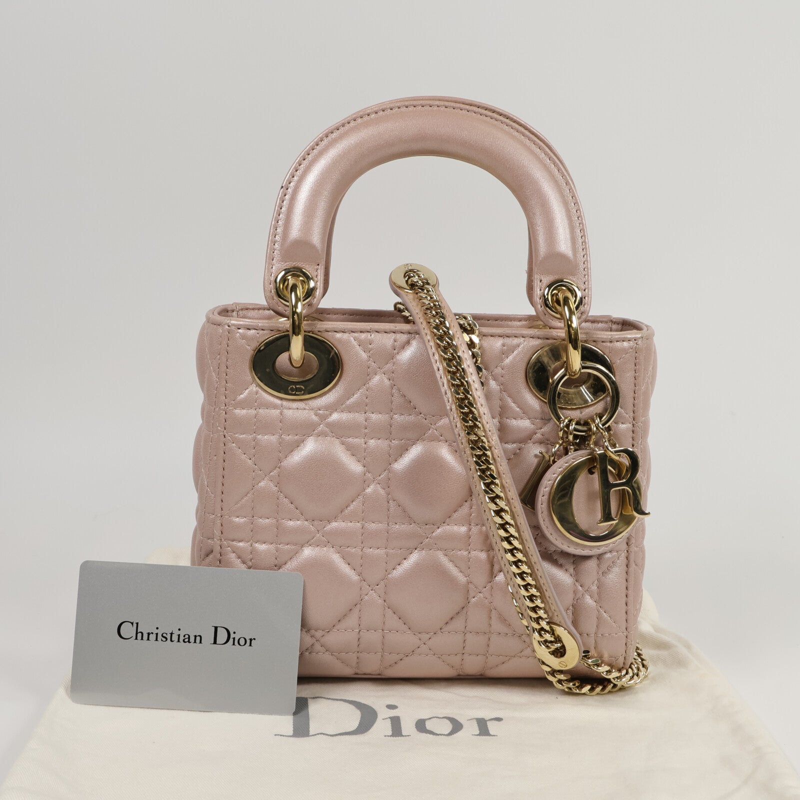 Dior 羊皮皮革Lady Dior Mini手挽肩背兩用袋