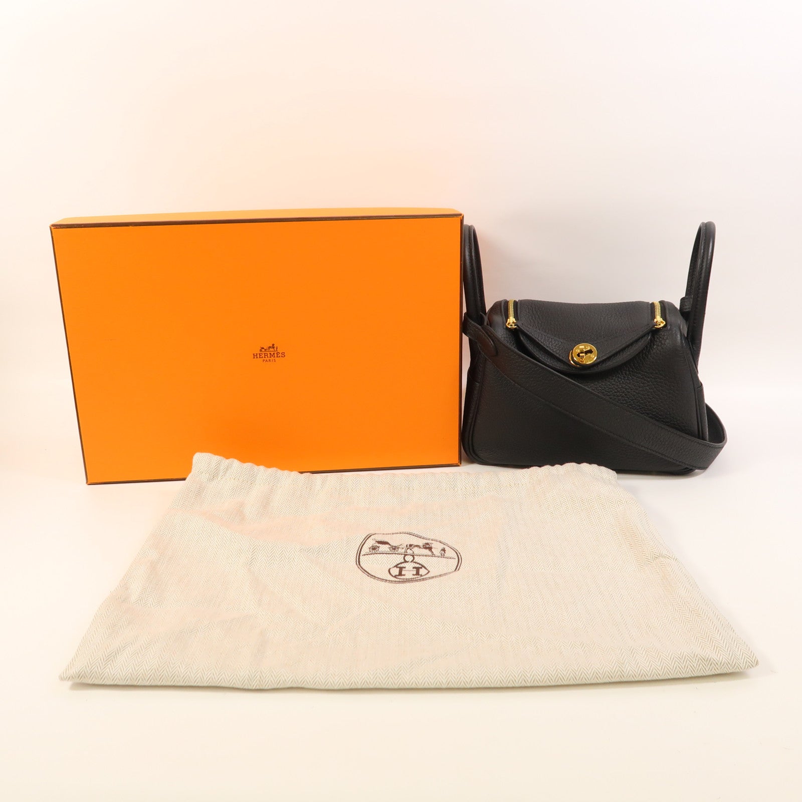 HERMES Clemence皮革Mini Lindy金扣手挽肩背兩用袋