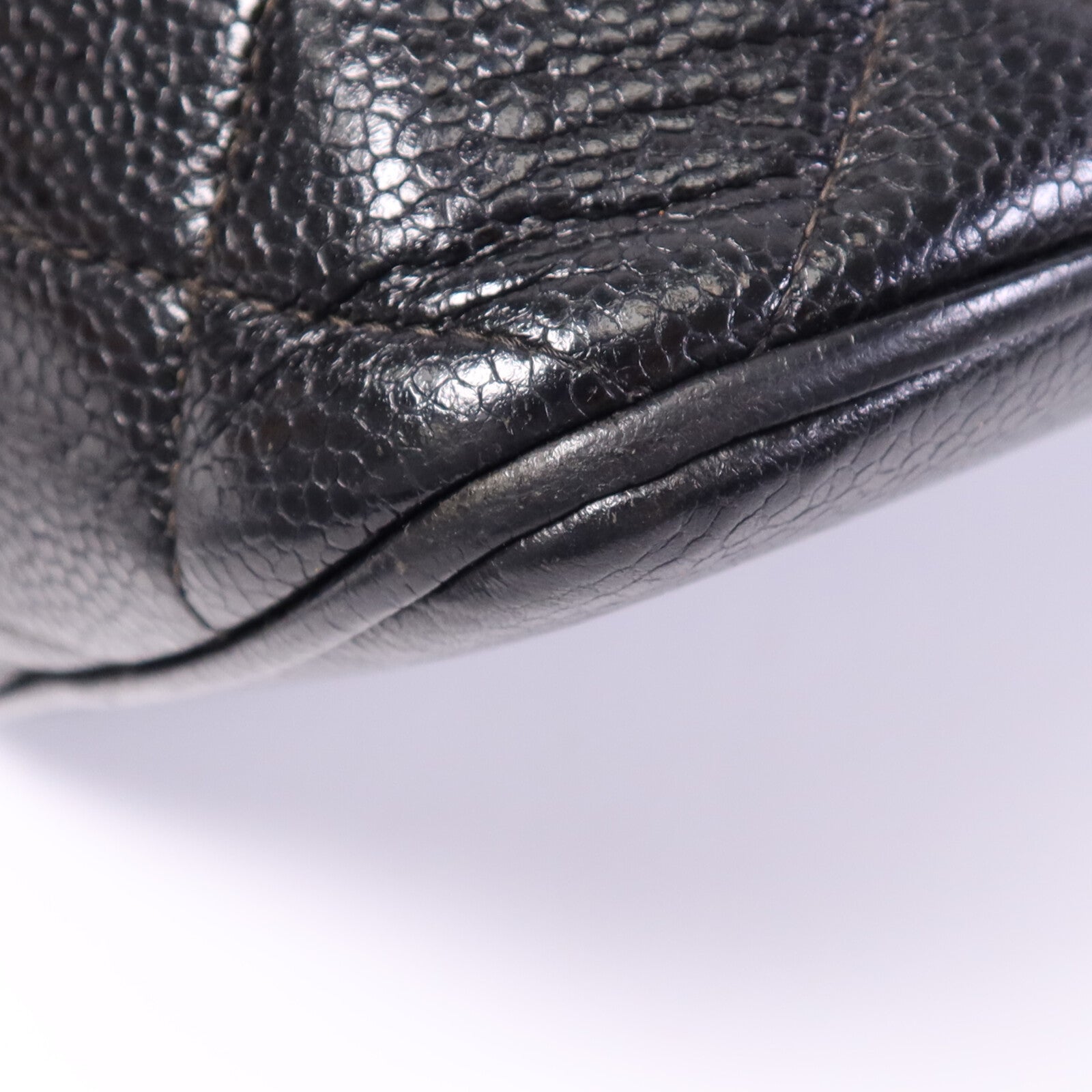 CHANEL 牛皮皮革Vintage Hand Bag銀扣肩背袋