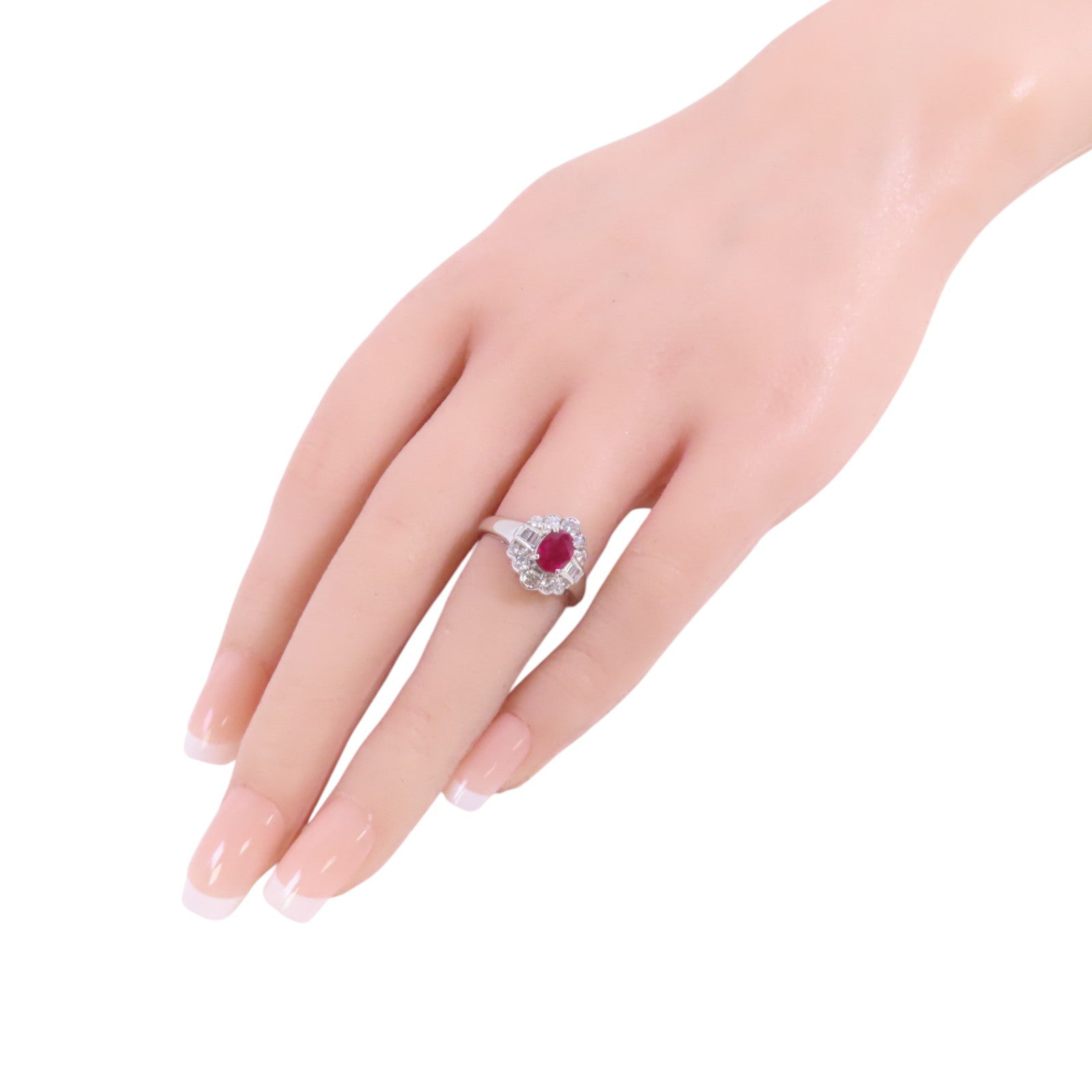 JEWELRY 【激減優惠】PT900鉑金/紅寶石/鑽石Ruby Diamond Ring戒指US#5