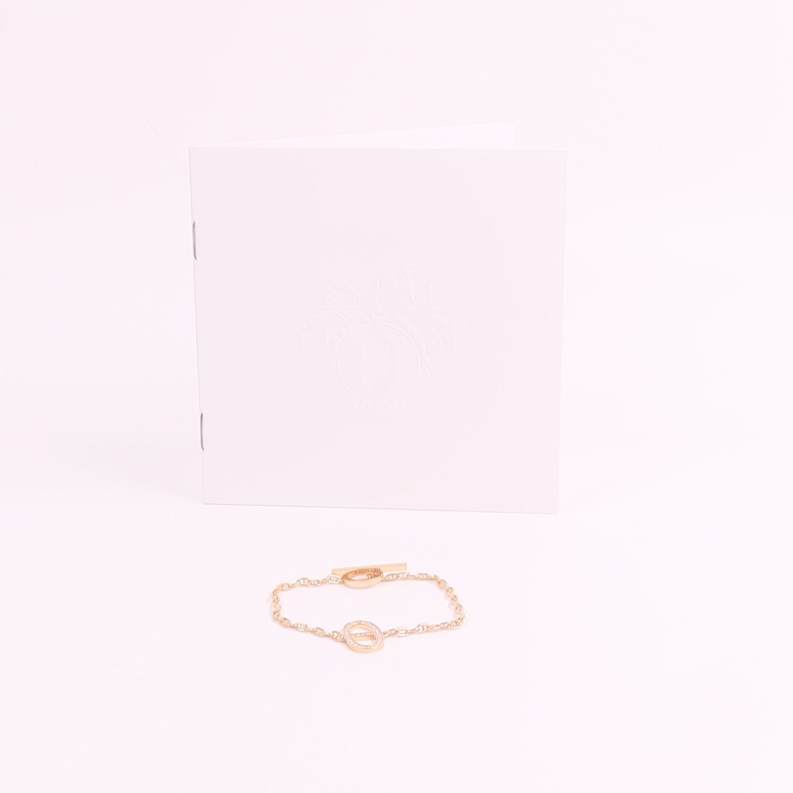 HERMES 18K玫瑰金Chaine d'ancre Contour Bracelet鑽石手鏈