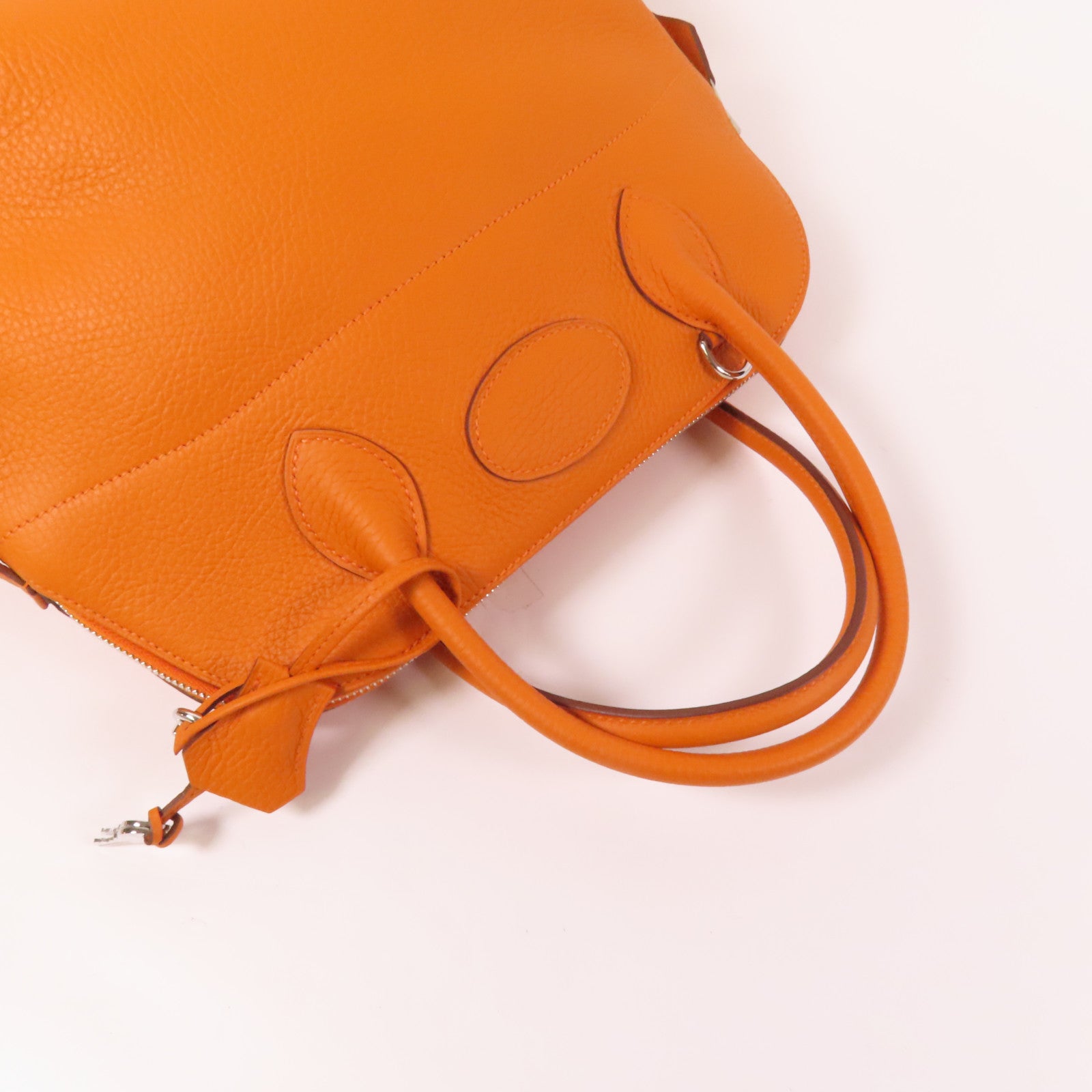HERMES Clemence皮革Bolide 31銀扣手挽肩背兩用袋Orange