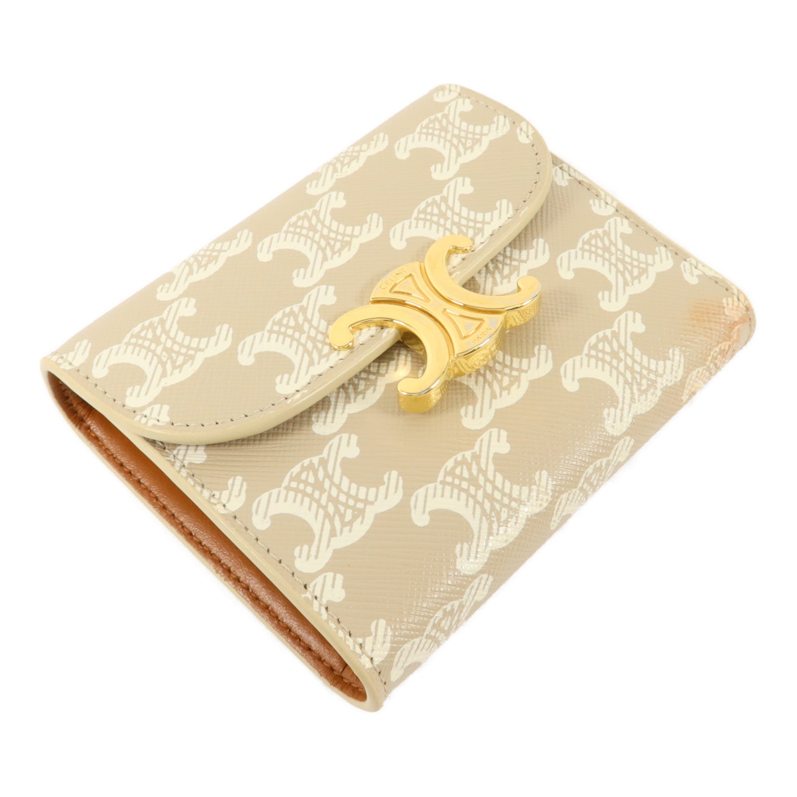 CELINE 塗層帆布Triomphe Small Flap Wallet錢包