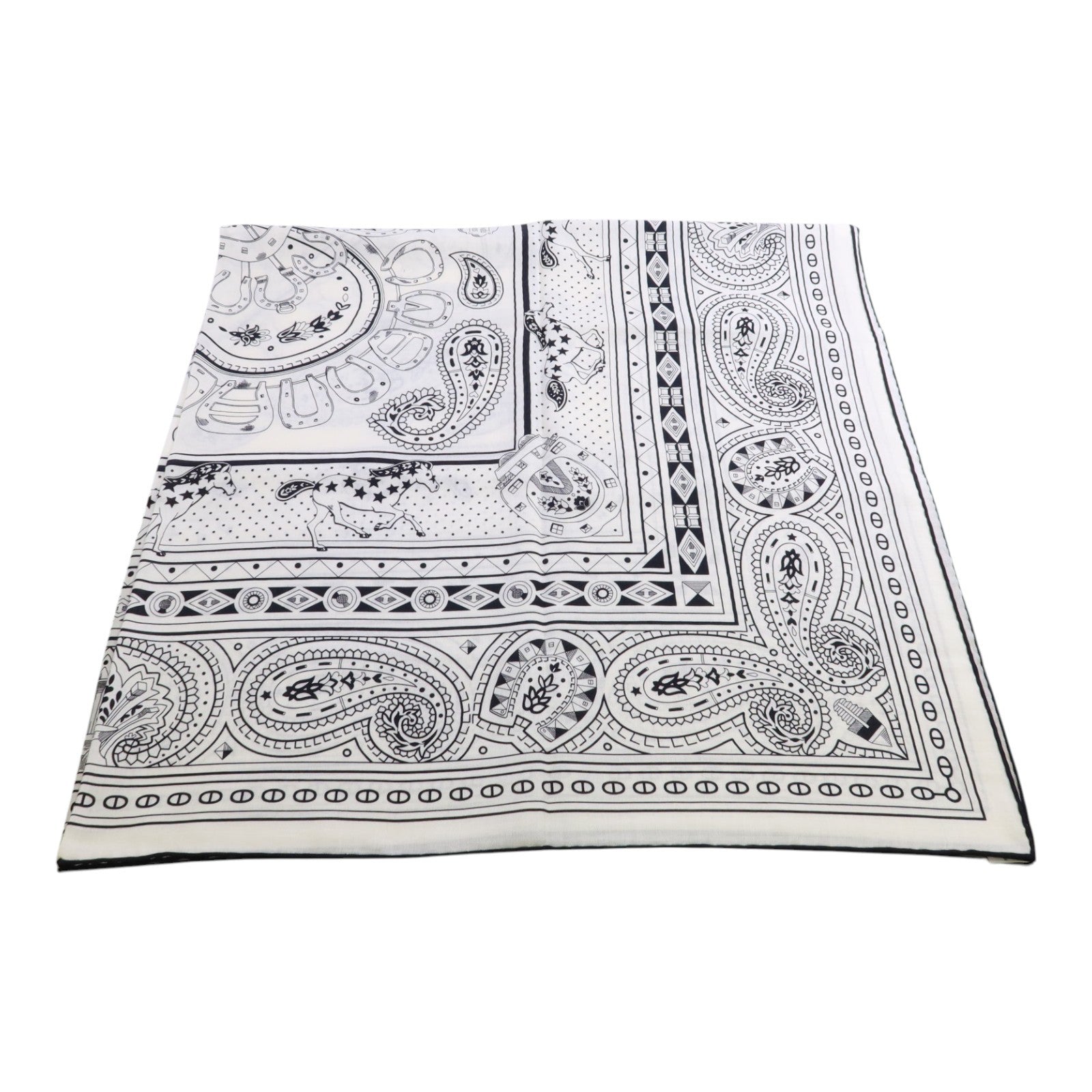 HERMES 羊絨/絲質Mors A Jouets Bandana Shawl 140x140絲巾