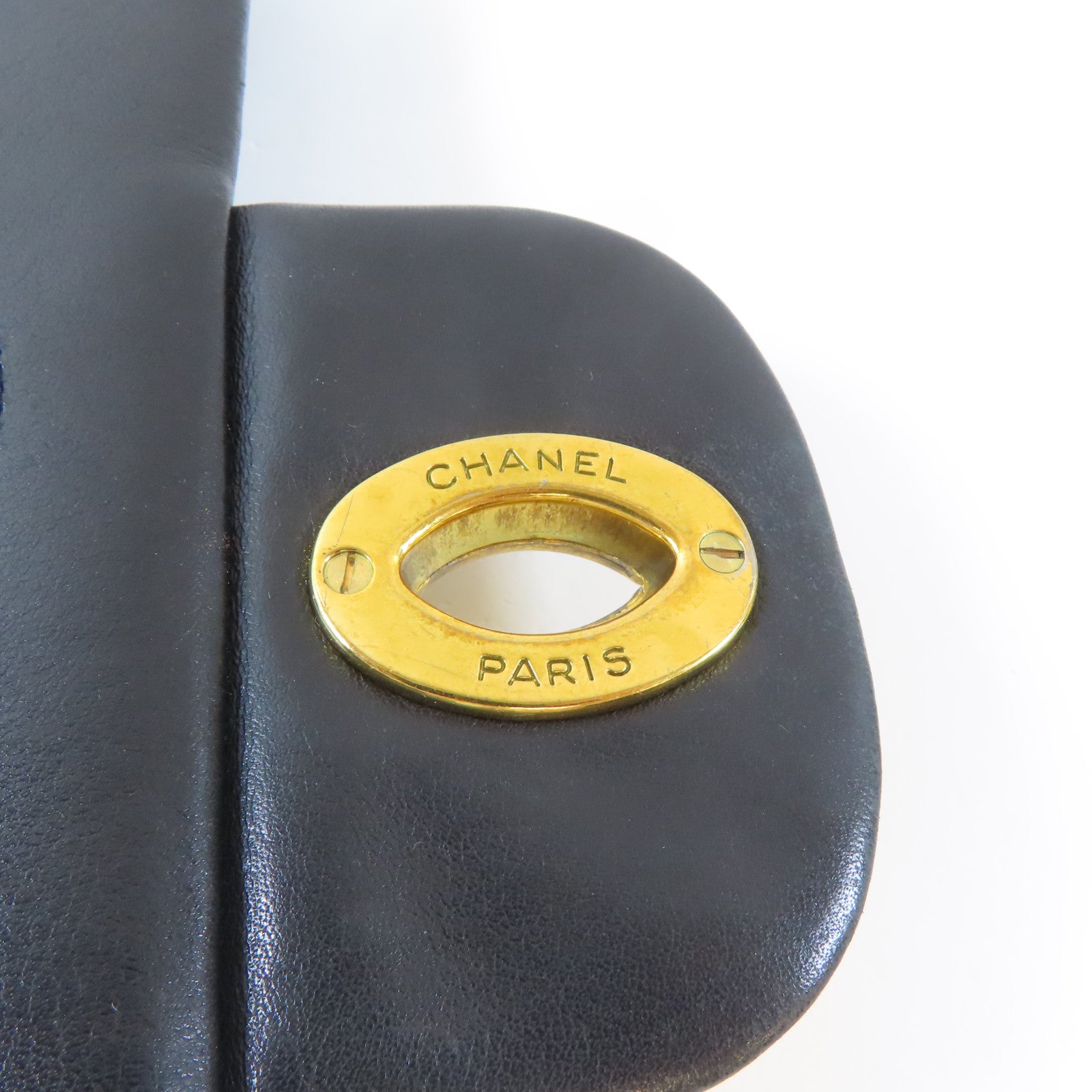 CHANEL 菱格羊皮皮革Chain Shoulder金扣鏈帶肩背袋黑色