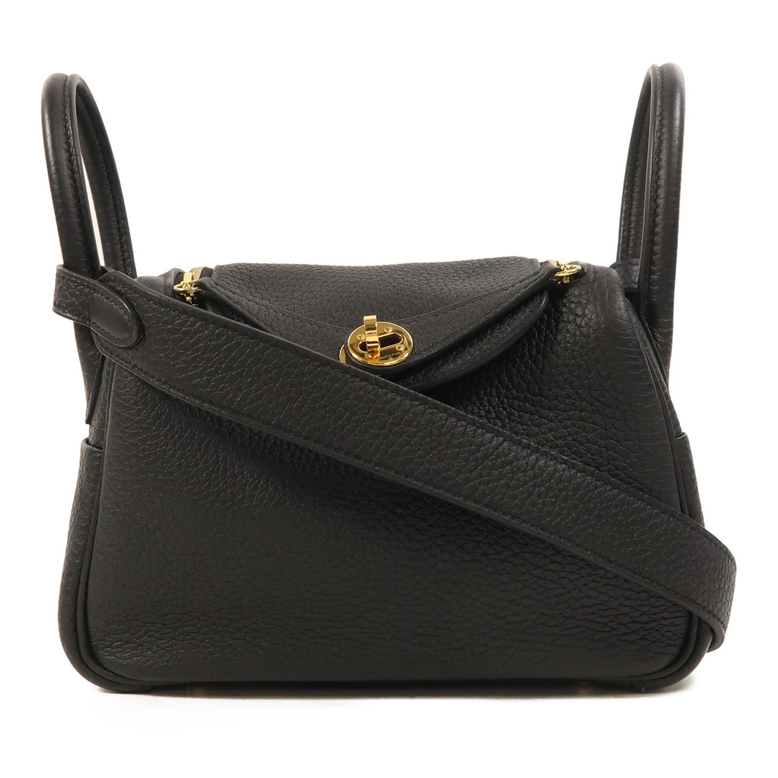 HERMES Clemence皮革Mini Lindy金扣手挽肩背兩用袋