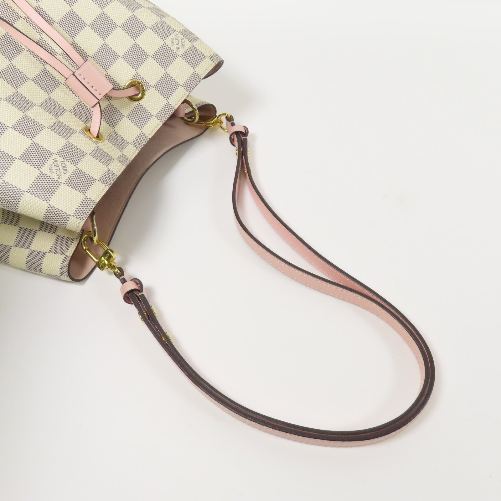 LOUIS VUITTON Damier Azur Neo Noe金扣肩背袋白色