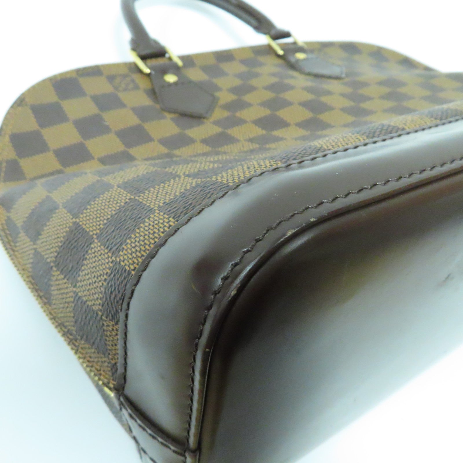 LOUIS VUITTON 【激減優惠】Damier Ebene Alma MM金扣手挽袋啡色