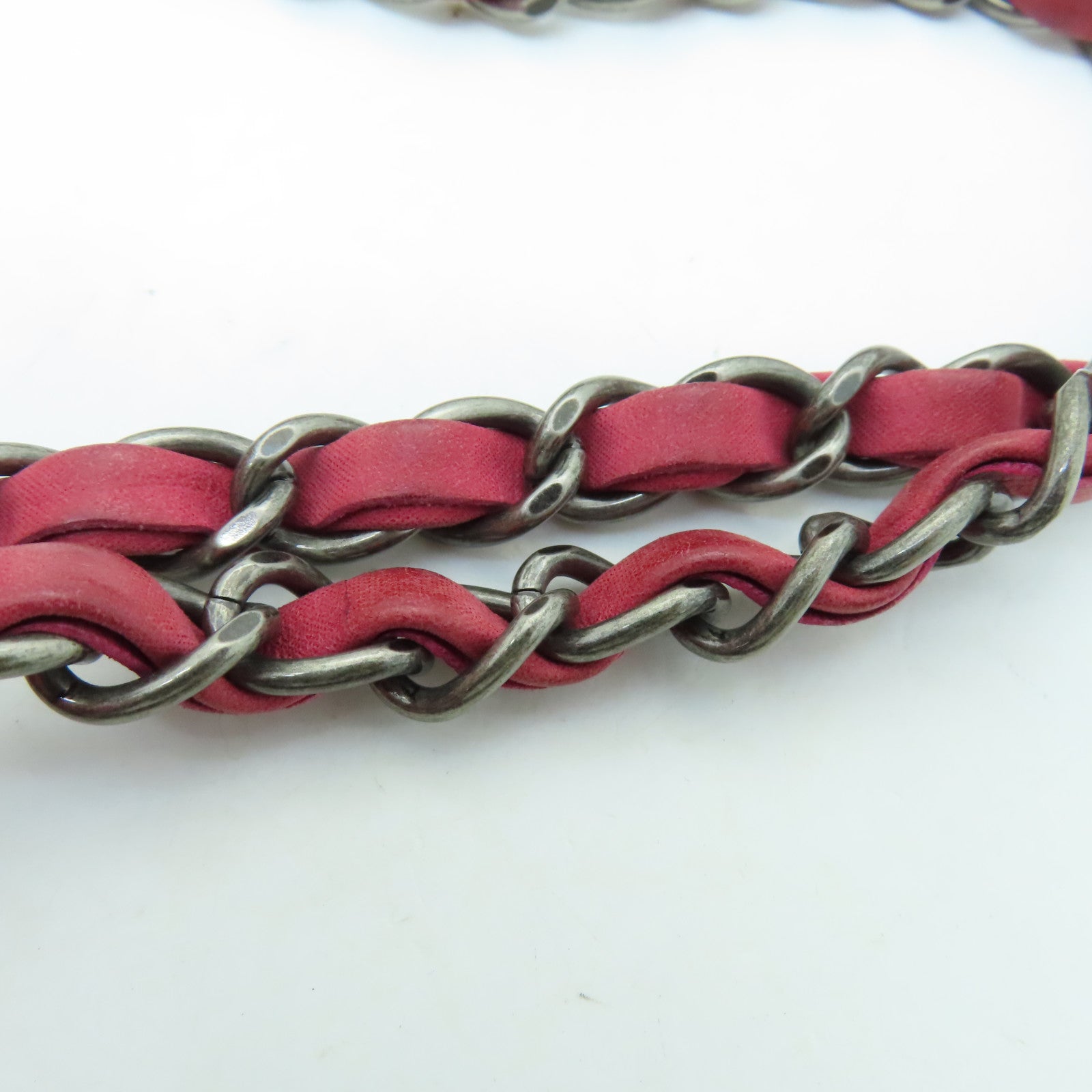 CHANEL 【激減優惠】菱格羊皮皮革Chain Shoulder Bag銀扣鏈帶肩背袋紅色