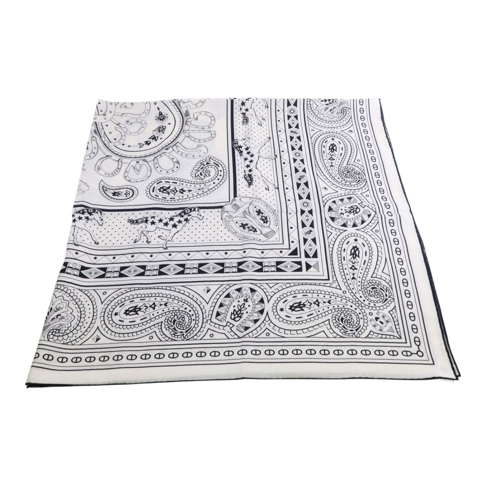 HERMES 羊絨/絲質Mors A Jouets Bandana Shawl 140x140絲巾