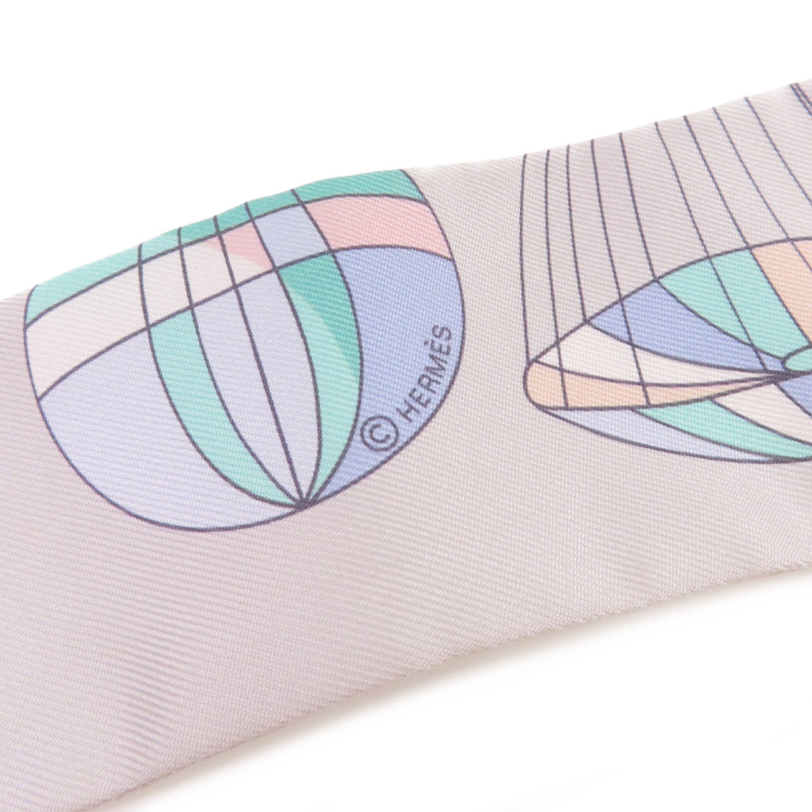 HERMES 絲質Twilly Scarf絲巾灰色/彩色