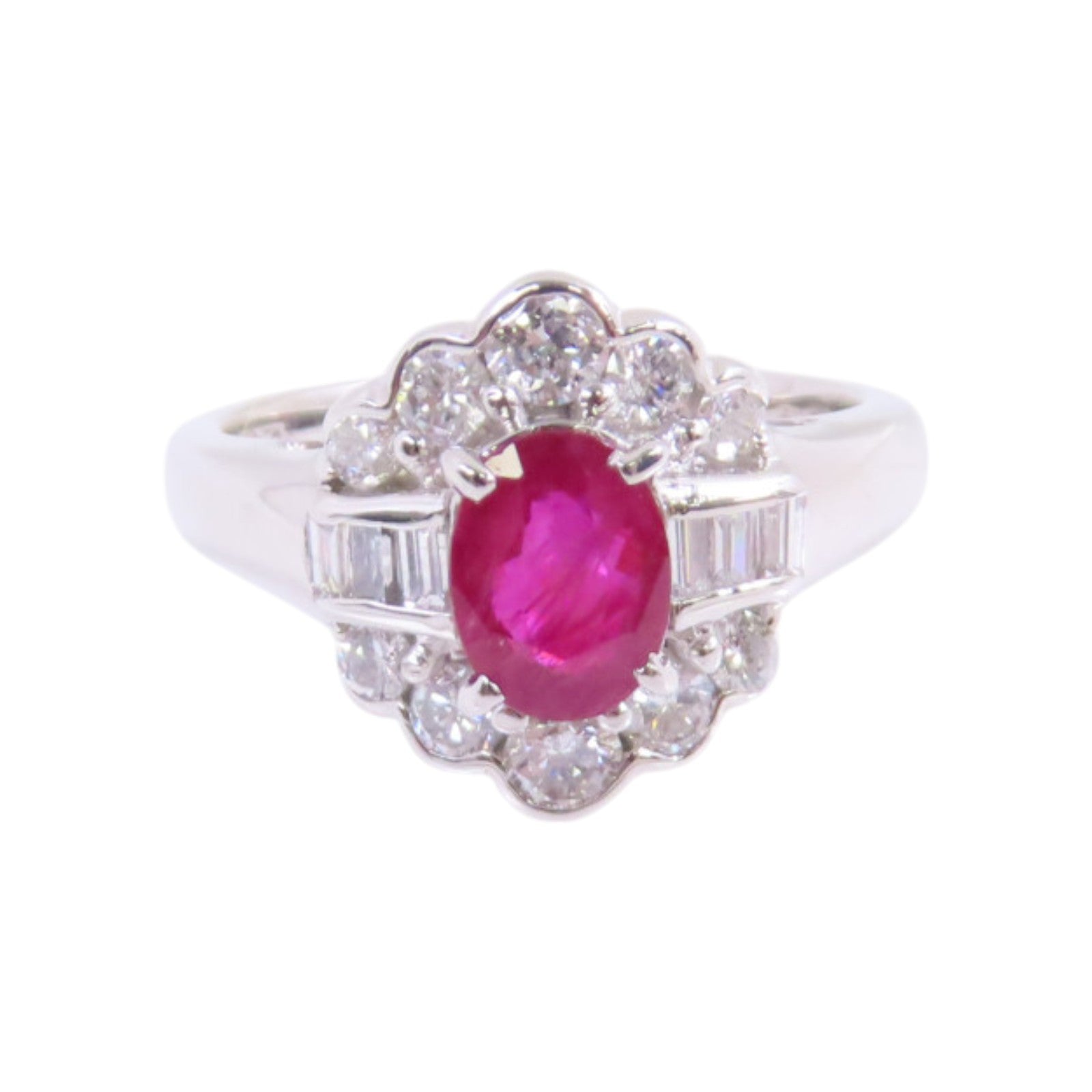 JEWELRY 【激減優惠】PT900鉑金/紅寶石/鑽石Ruby Diamond Ring戒指US#5