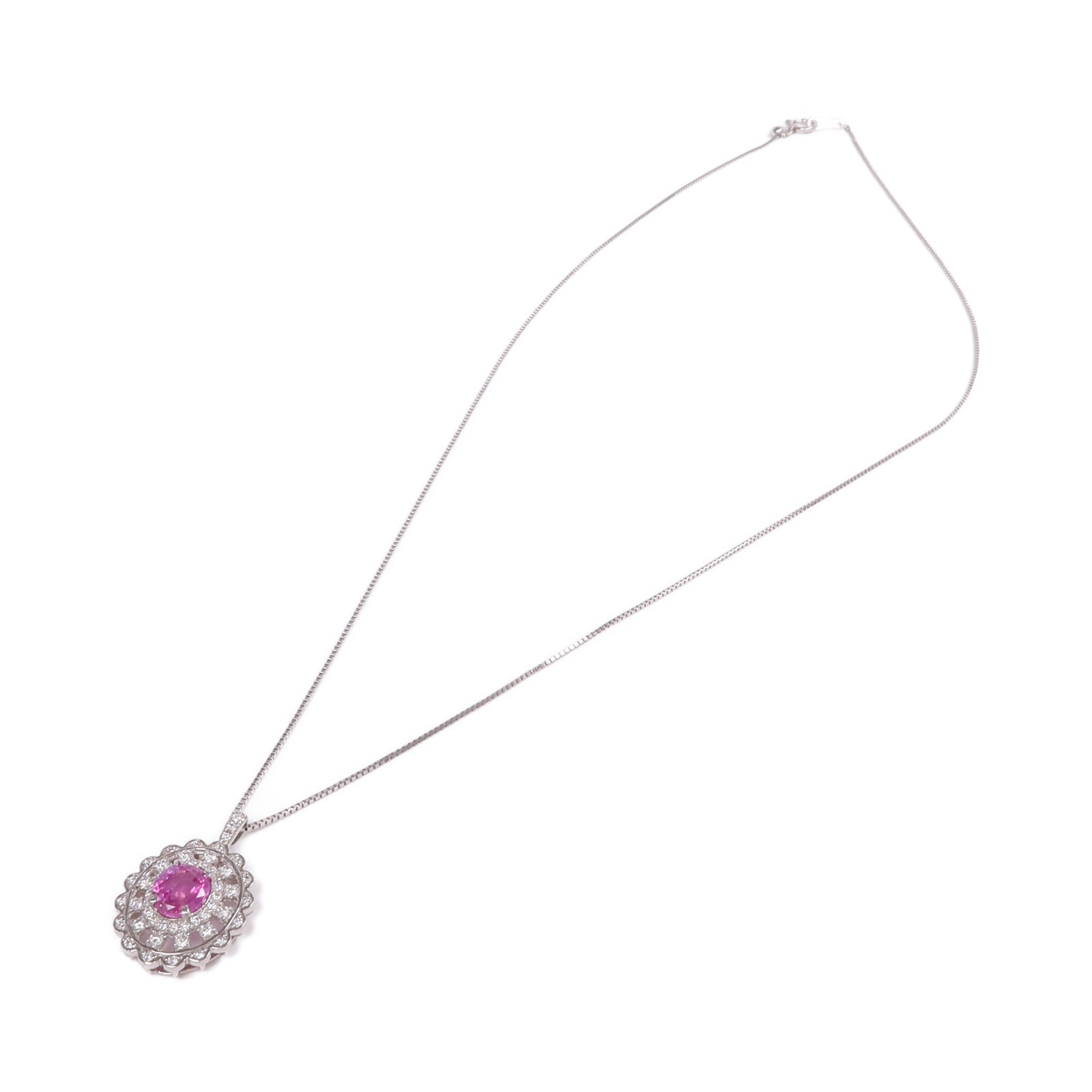 JEWELRY 【激減優惠】PT900/PT850鉑金Pink Sapphire Diamond Necklace粉紅色藍寶石/鑽石項鍊