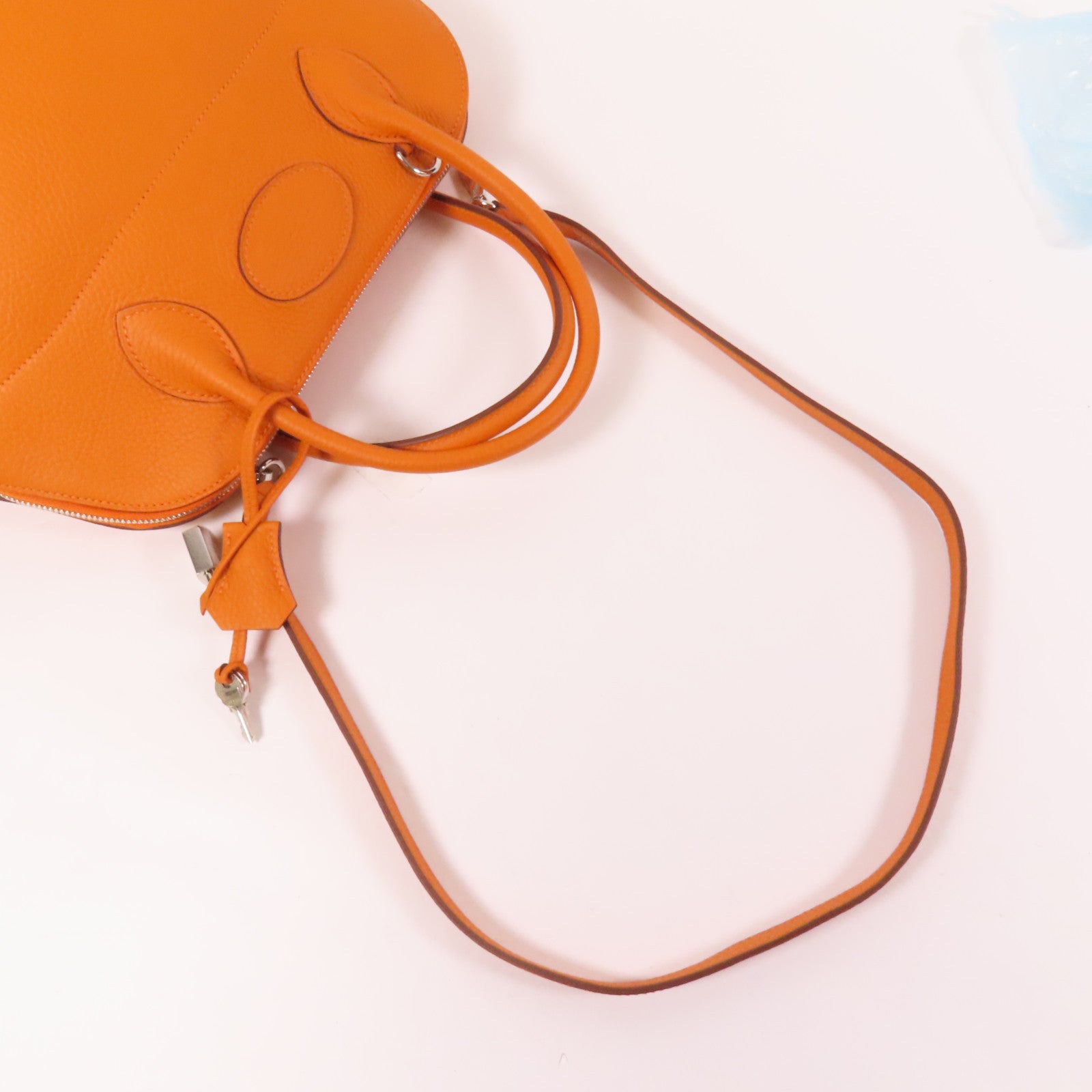 HERMES Clemence皮革Bolide 31銀扣手挽肩背兩用袋Orange