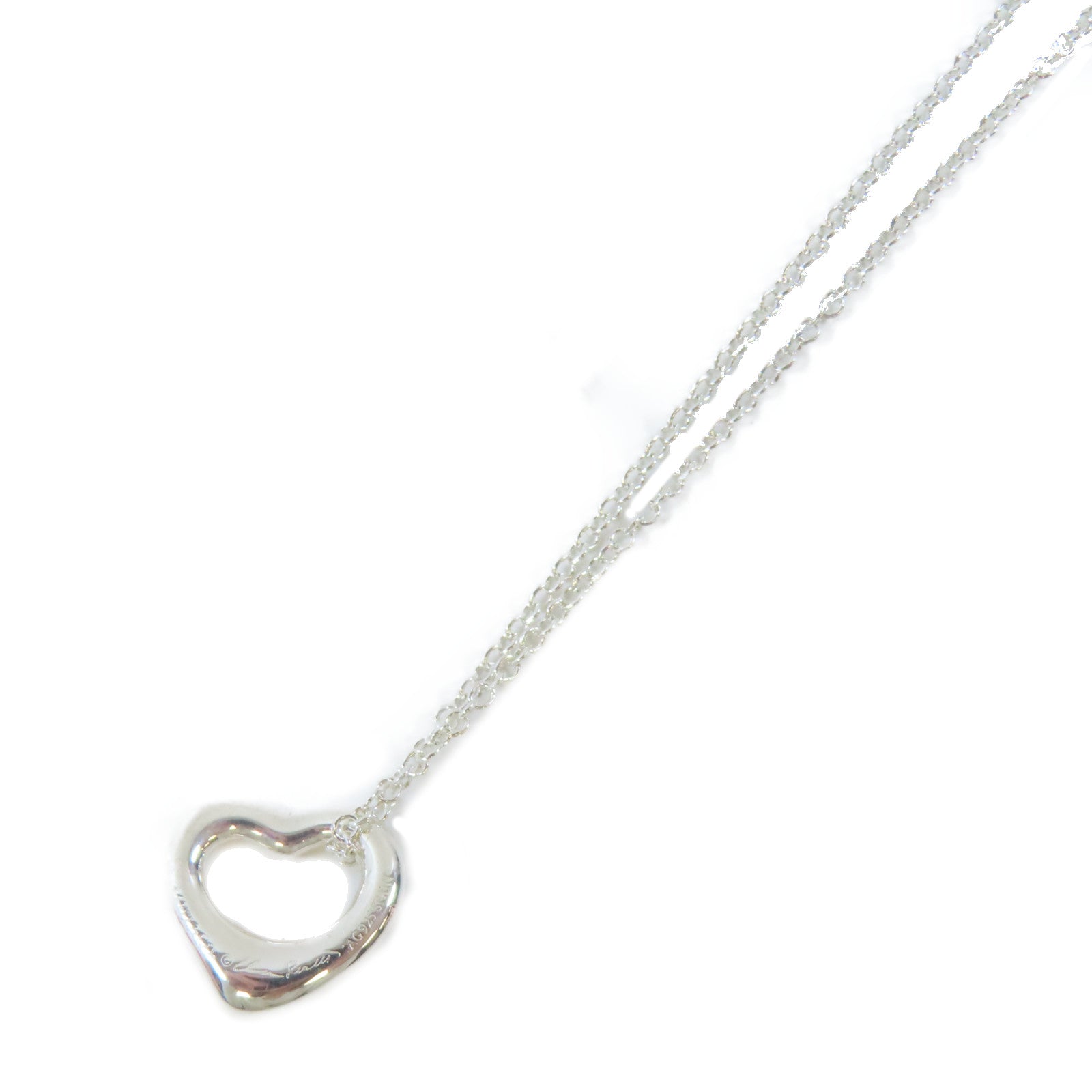 TIFFANY＆CO 925純銀Elsa Peretti Heart Pendant Necklace項鍊#40cm