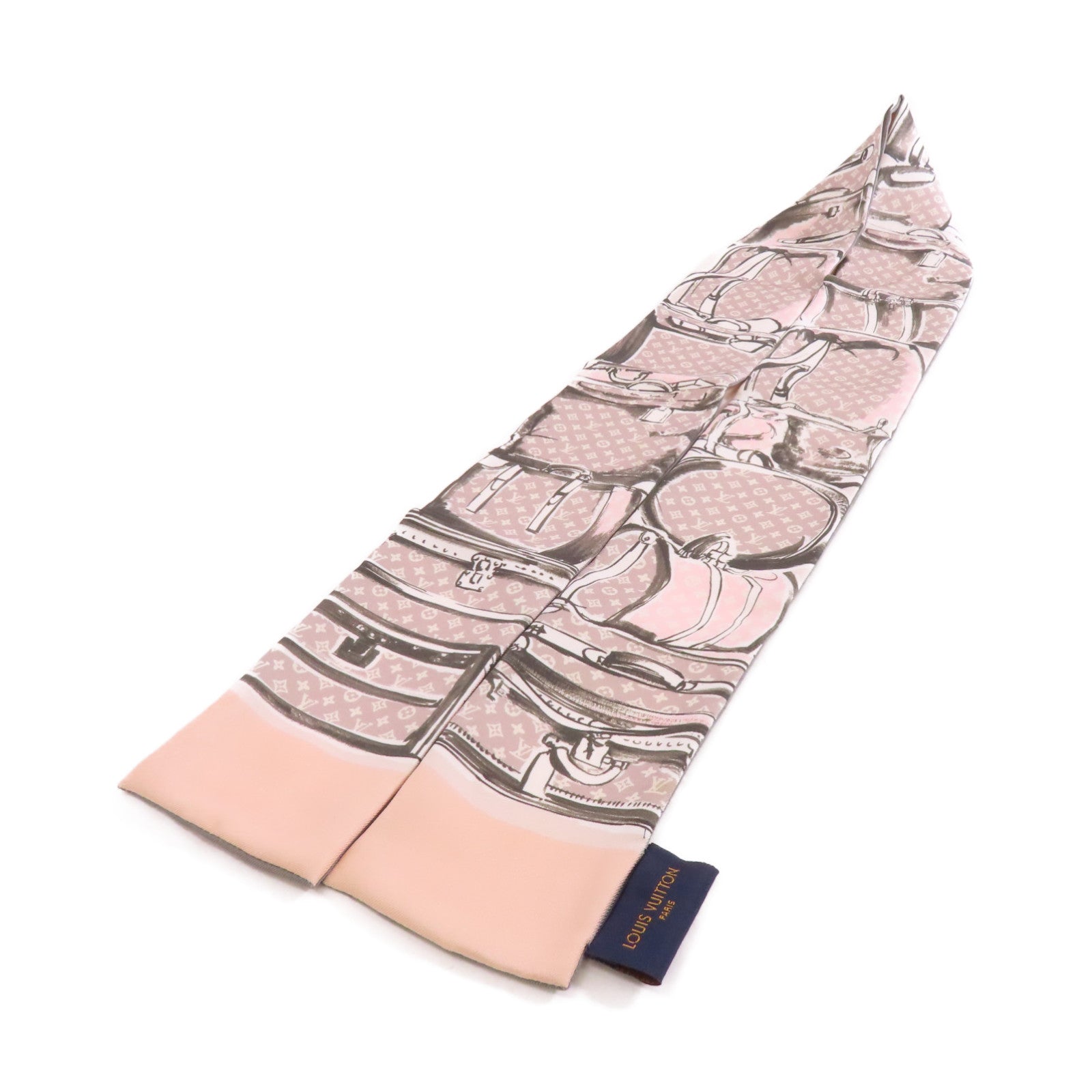 LOUIS VUITTON 絲質Trunks Bandeau scarf絲巾粉紅色