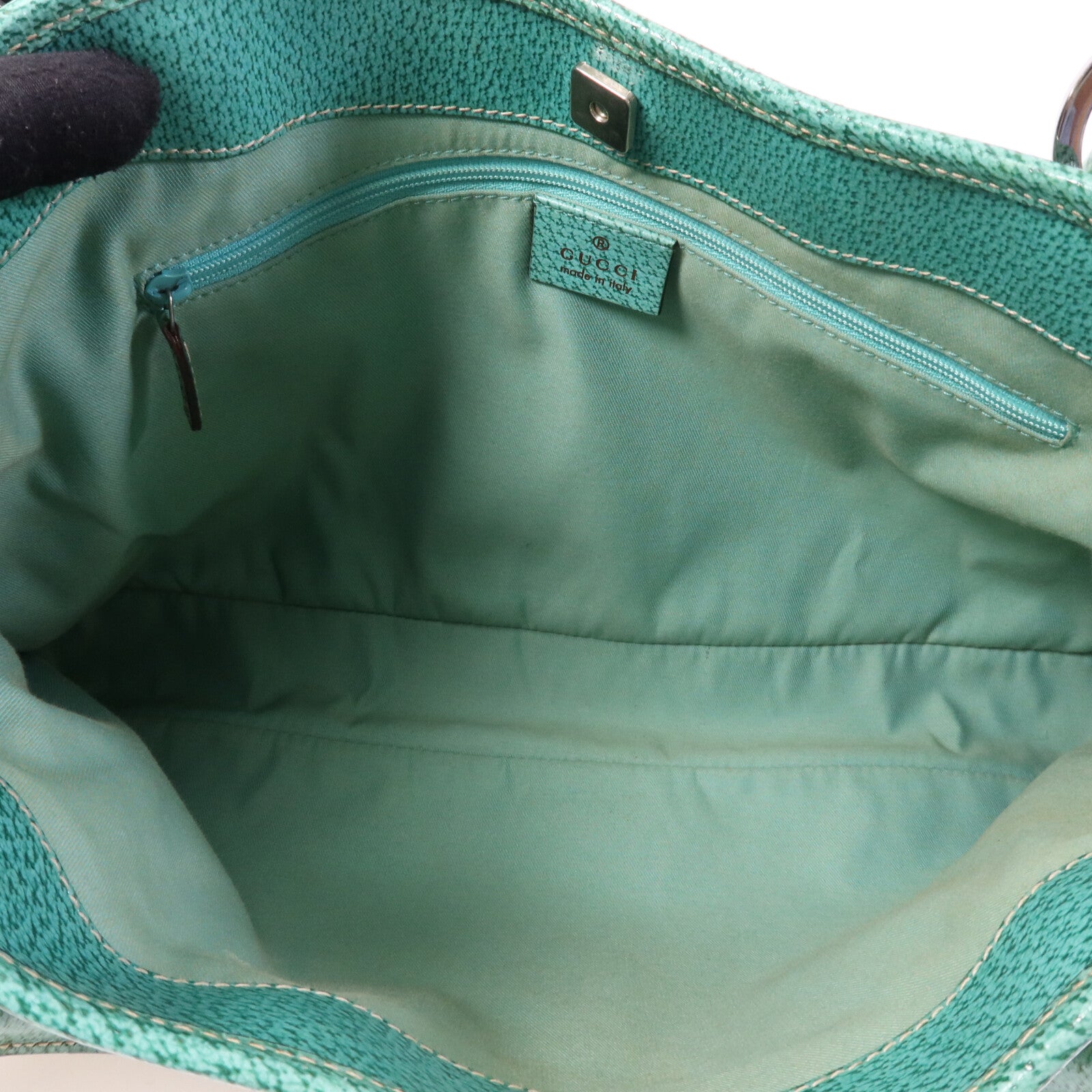 GUCCI 帆布Shoulder Bag銀扣手挽袋