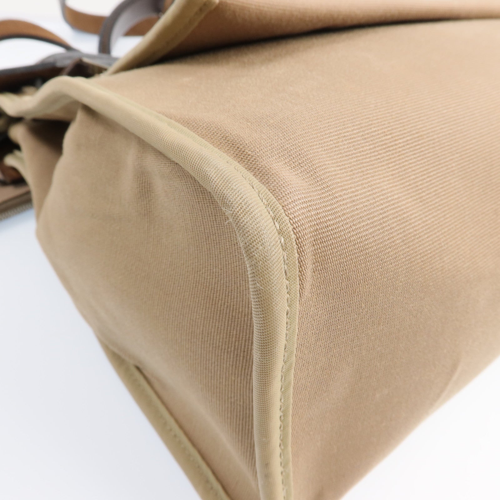 HERMES 帆布Herbag PM銀扣手挽肩背兩用袋Etoupe