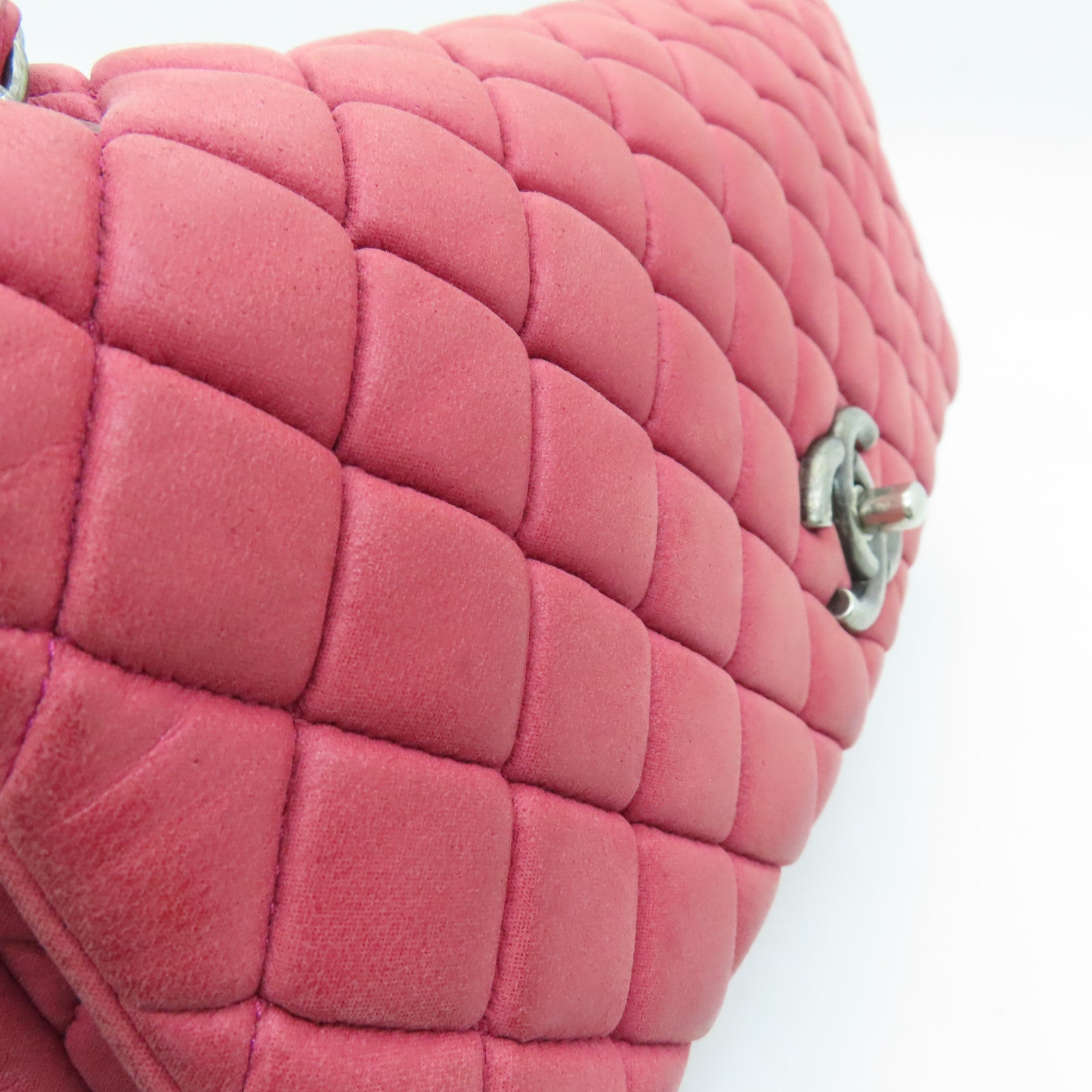 CHANEL 【激減優惠】菱格羊皮皮革Chain Shoulder Bag銀扣鏈帶肩背袋紅色