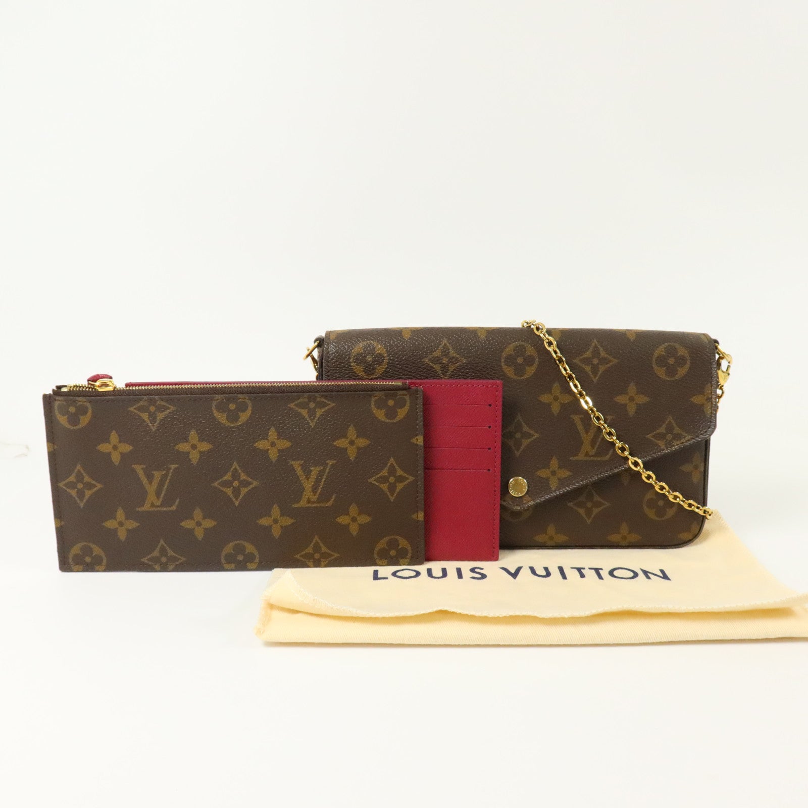 LOUIS VUITTON Monogram Pochette Felicie金扣鏈帶肩背袋