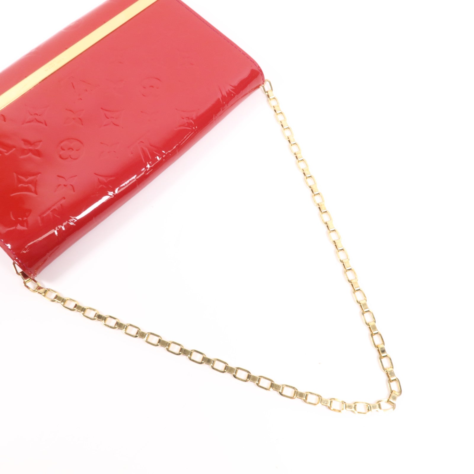 LOUIS VUITTON Monogram Vernis Clutch Ana Shoulder Bag金扣鏈帶肩背袋