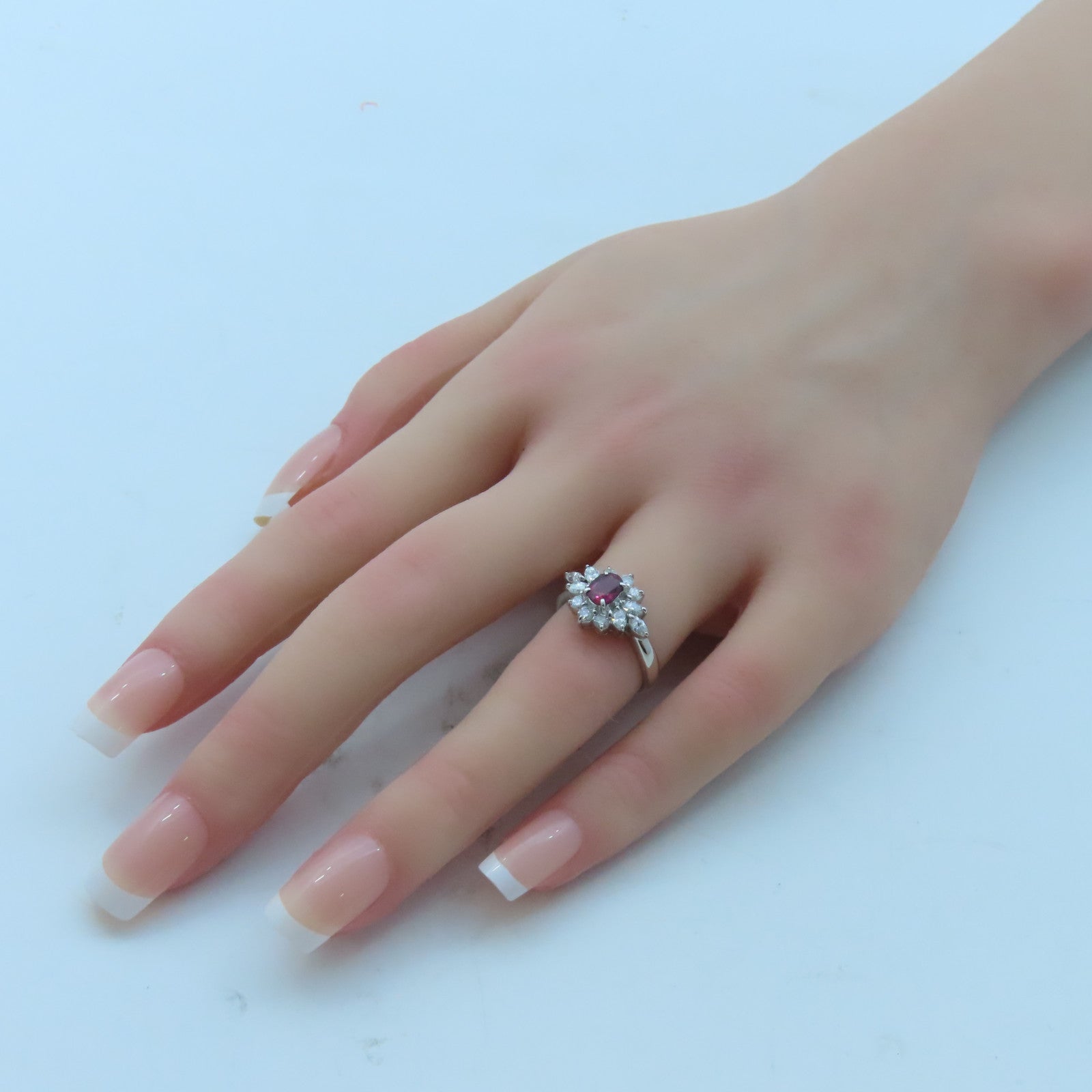 JEWELRY 【激減優惠】PT850白金Sapphire/Diamond Ring寶石/鑽石戒指US#5.75
