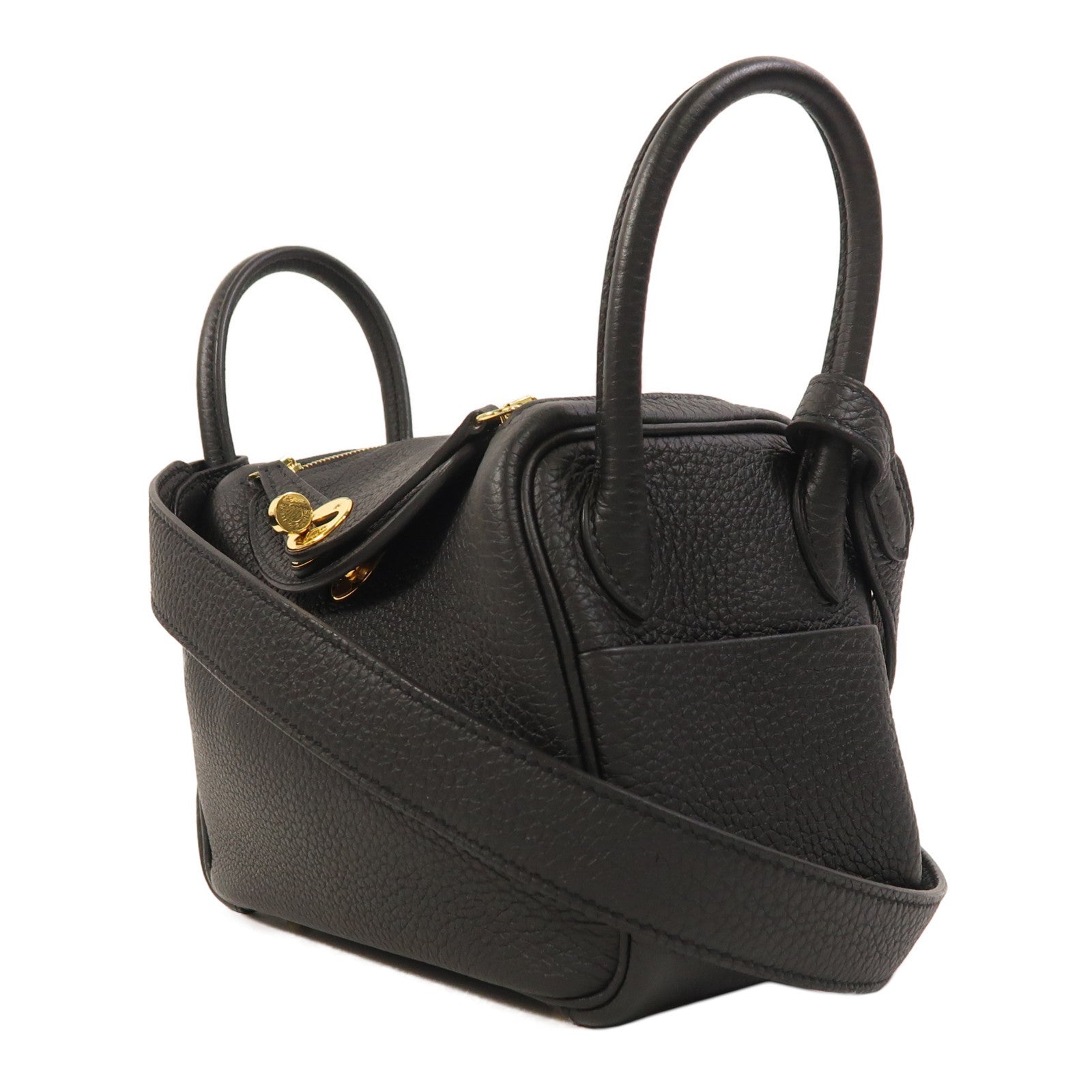 HERMES Clemence皮革Mini Lindy金扣手挽肩背兩用袋