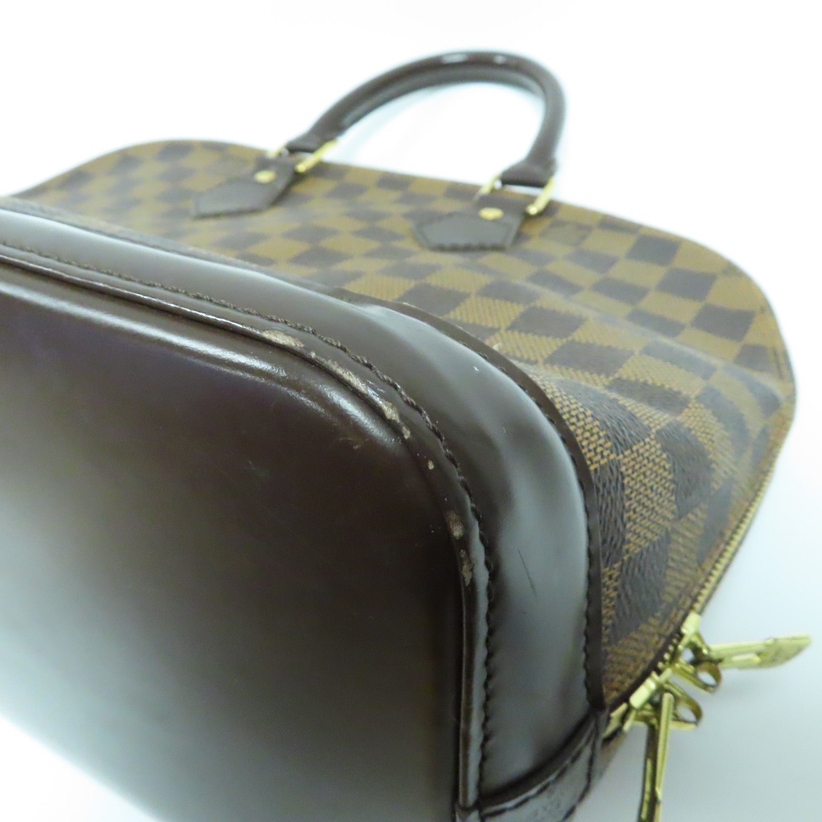 LOUIS VUITTON 【激減優惠】Damier Ebene Alma MM金扣手挽袋啡色