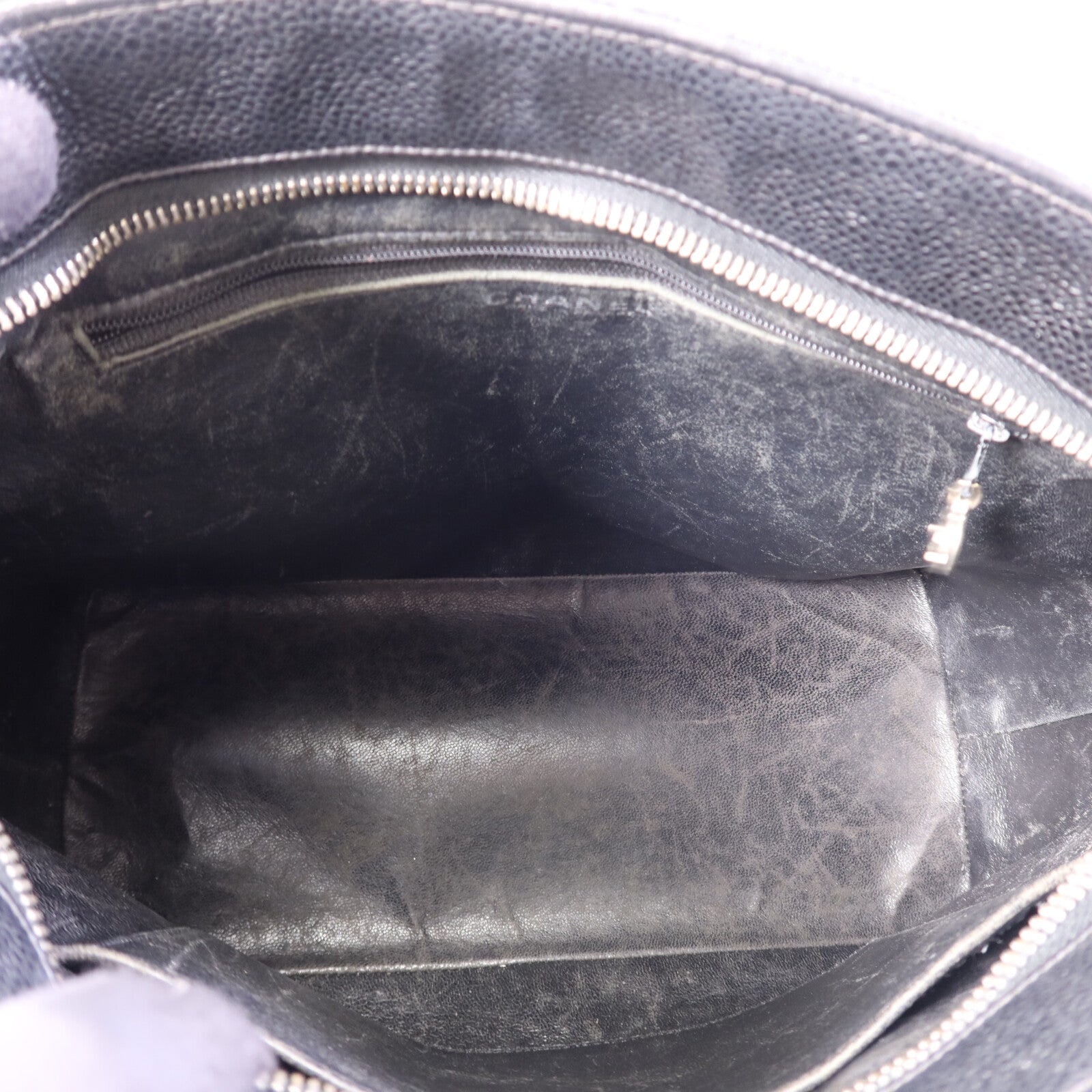 CHANEL 牛皮皮革Vintage Hand Bag銀扣肩背袋