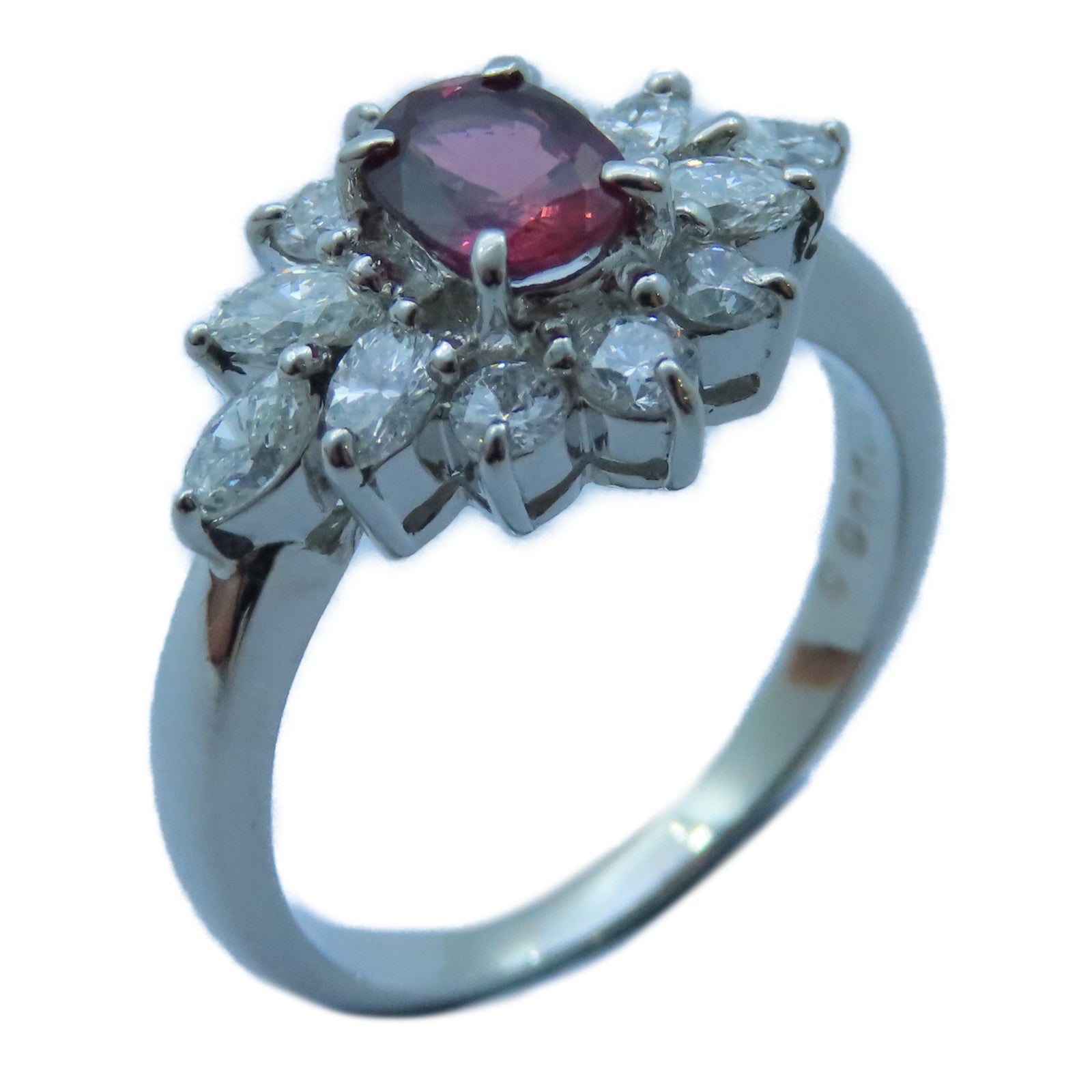 JEWELRY 【激減優惠】PT850白金Sapphire/Diamond Ring寶石/鑽石戒指US#5.75
