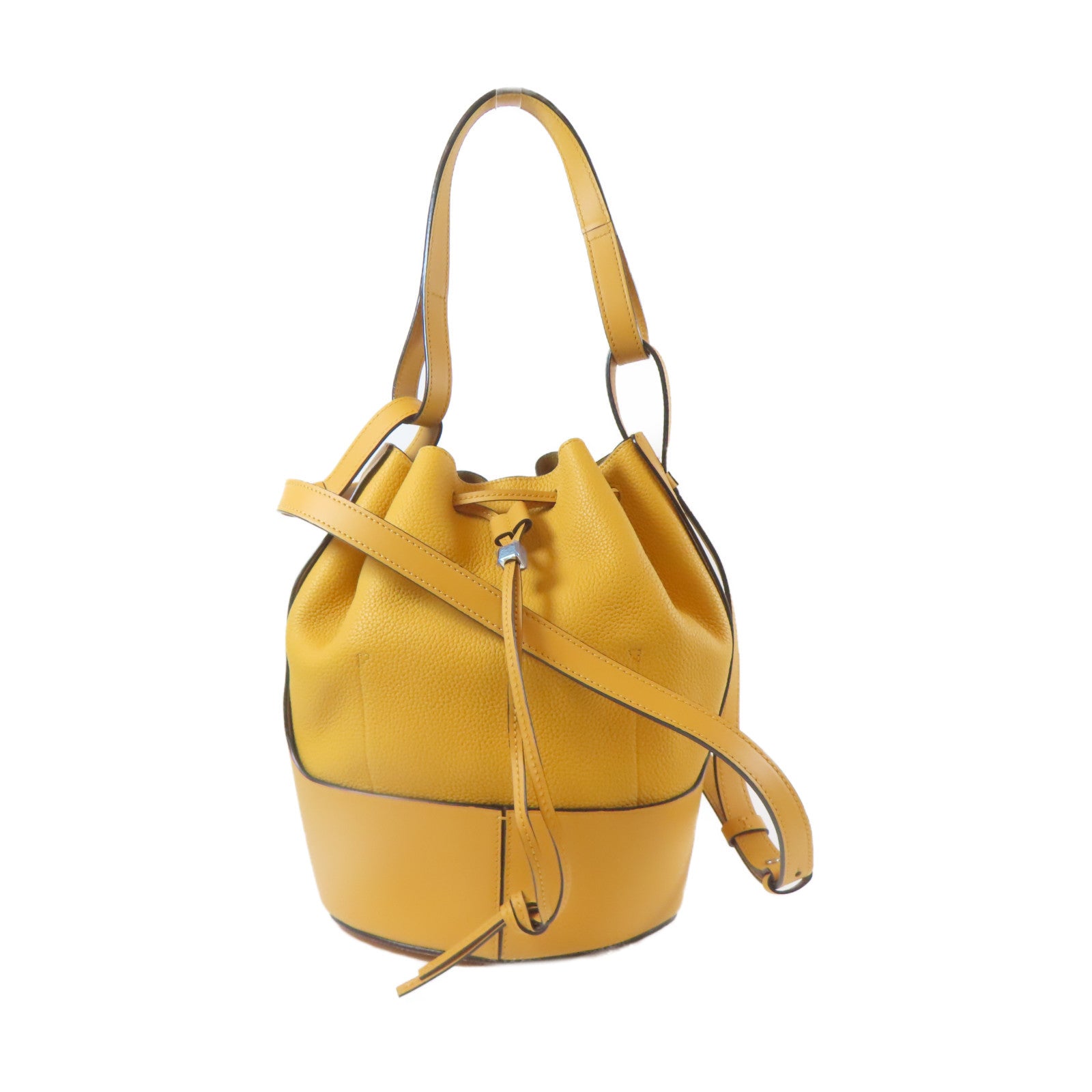 LOEWE 【清倉大減價】牛皮皮革Ballon Bag銀扣手挽肩背兩用袋橙色