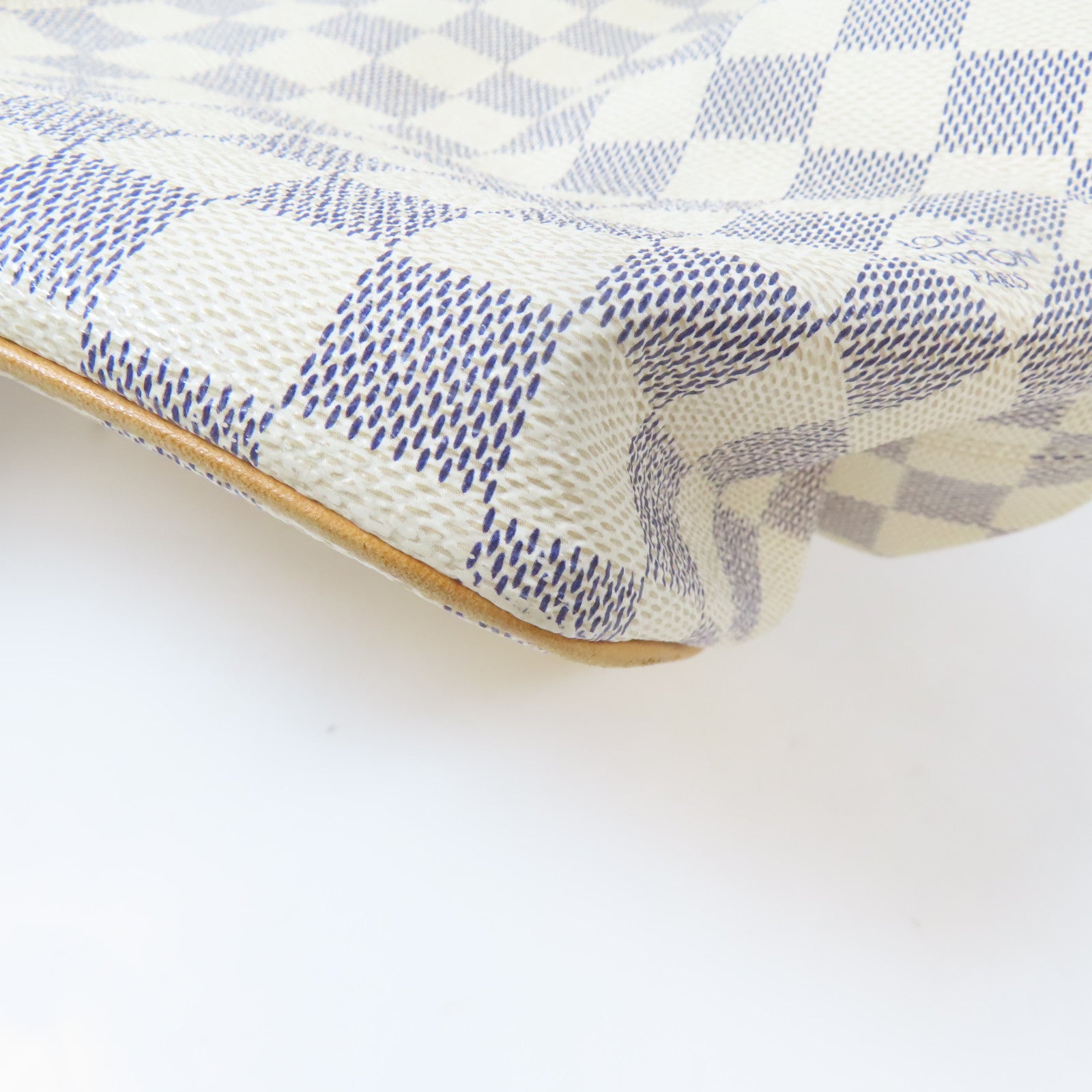 LOUIS VUITTON 【激減優惠】Damier Azur Saleya MM金扣手挽袋白色