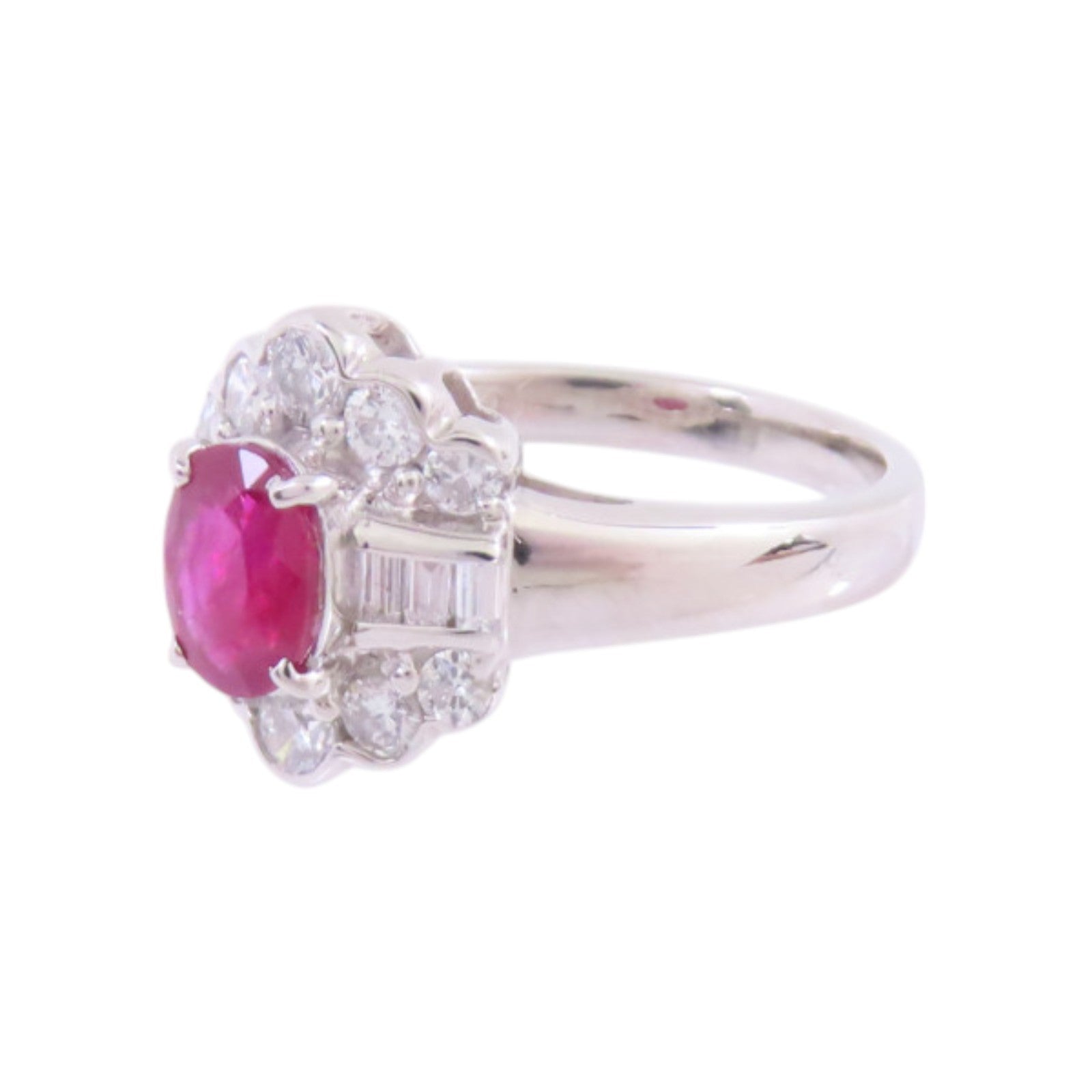 JEWELRY 【激減優惠】PT900鉑金/紅寶石/鑽石Ruby Diamond Ring戒指US#5