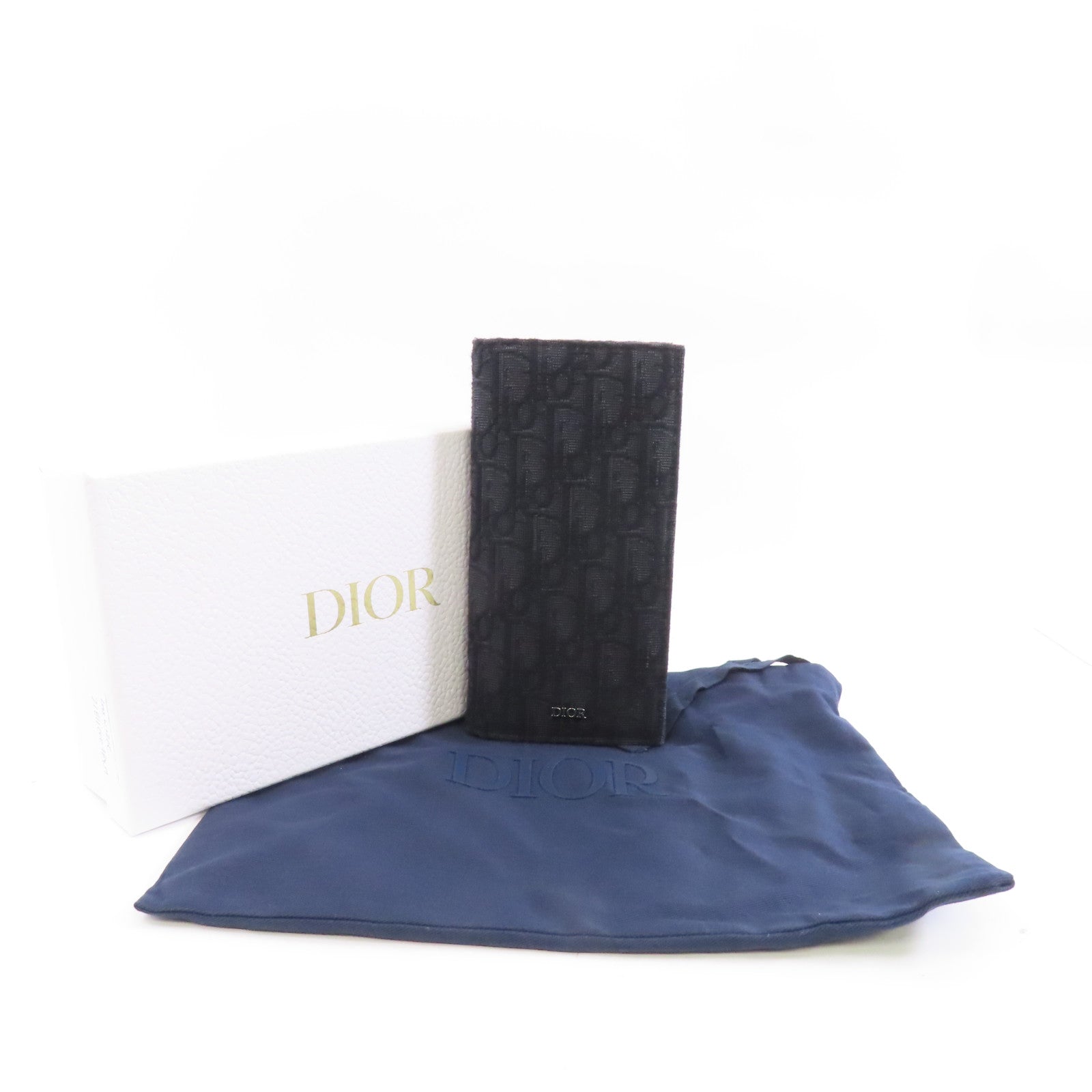 Dior 帆布Oblique Long Wallet銀扣長錢包黑色