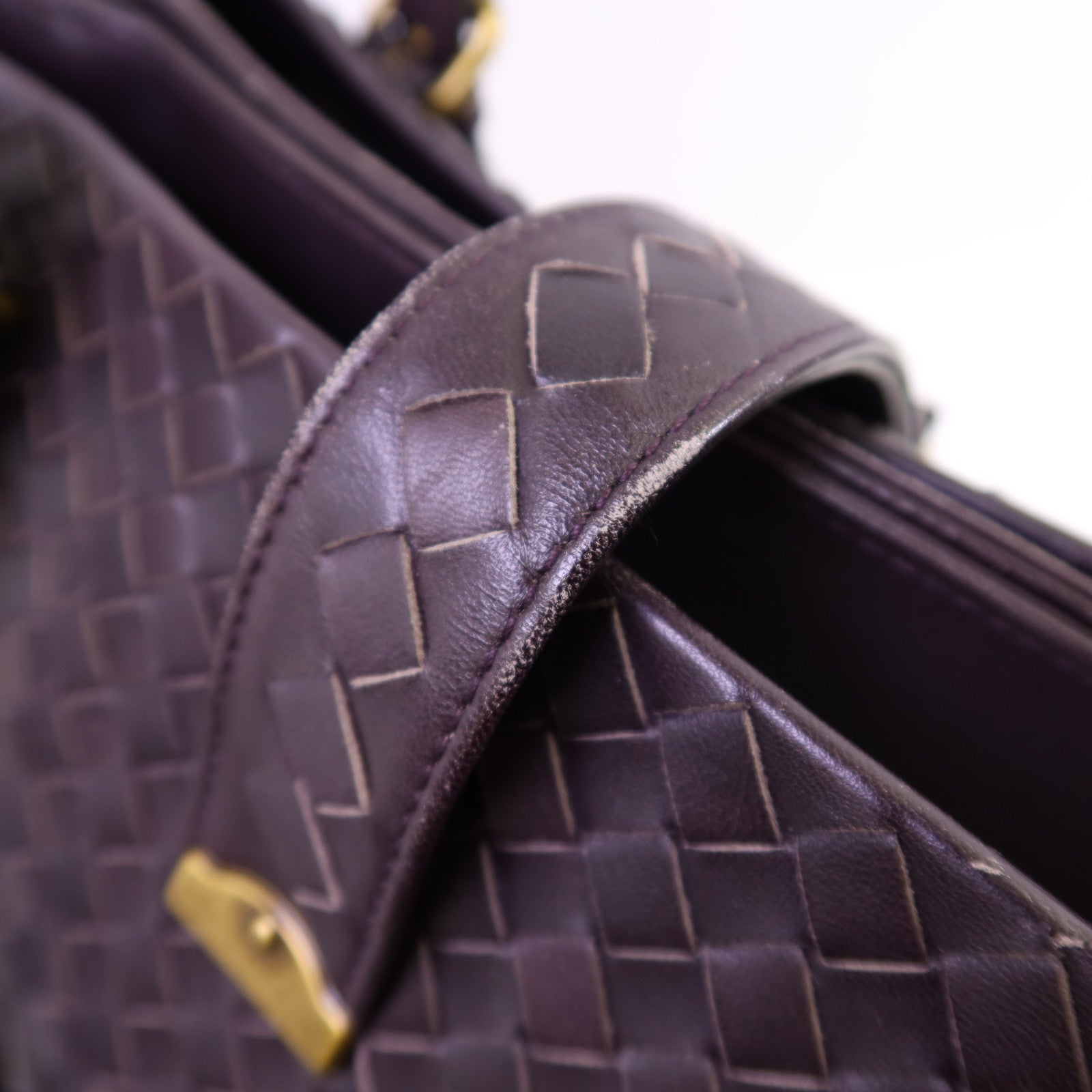 BOTTEGA VENETA 織紋皮革Roma Medium金扣手挽袋