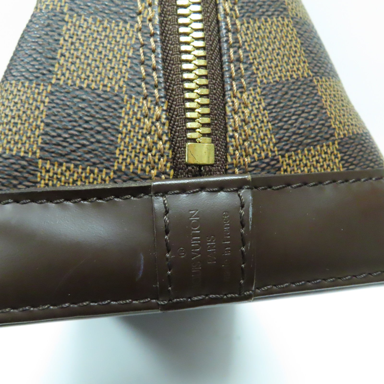 LOUIS VUITTON 【激減優惠】Damier Ebene Alma MM金扣手挽袋啡色