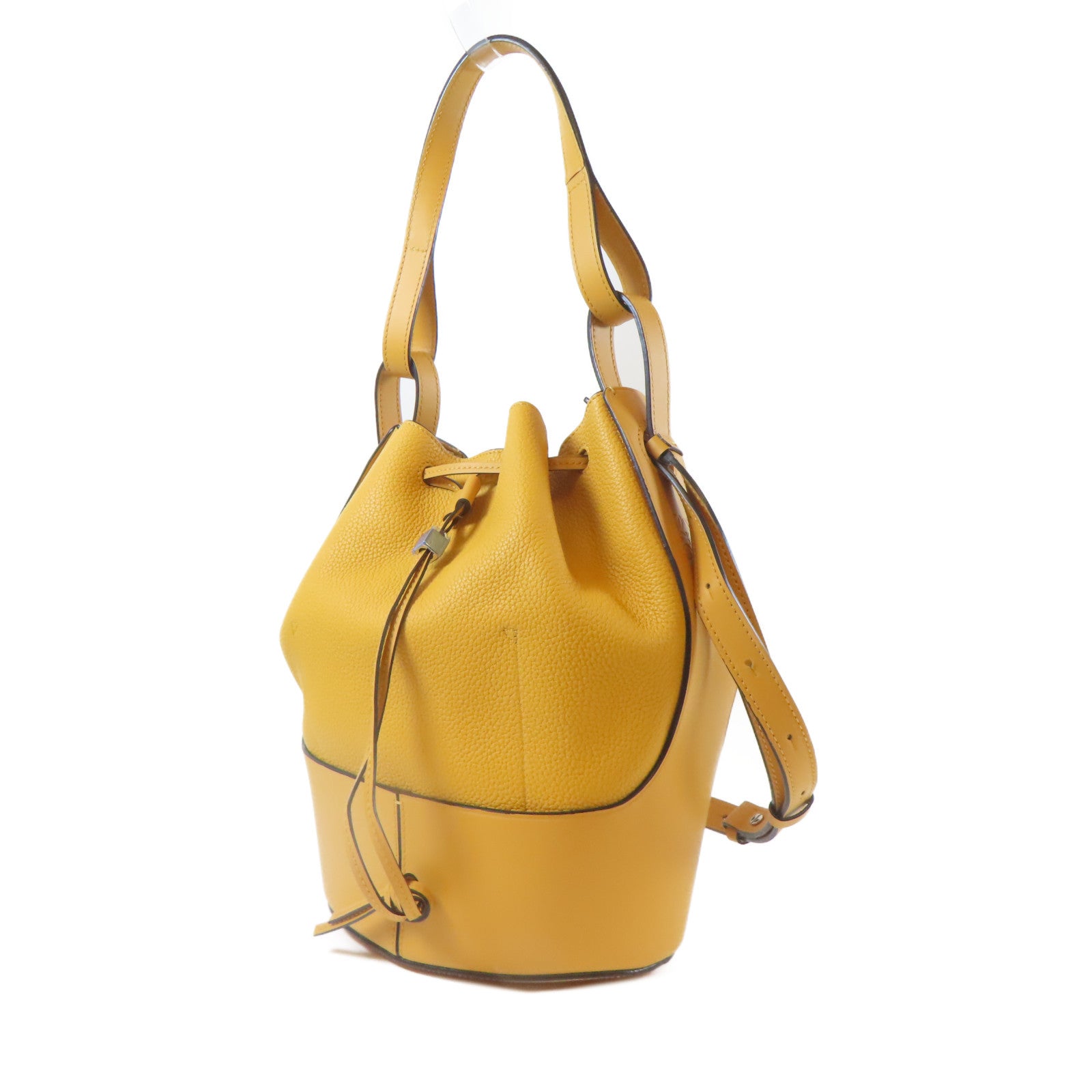 LOEWE 【清倉大減價】牛皮皮革Ballon Bag銀扣手挽肩背兩用袋橙色