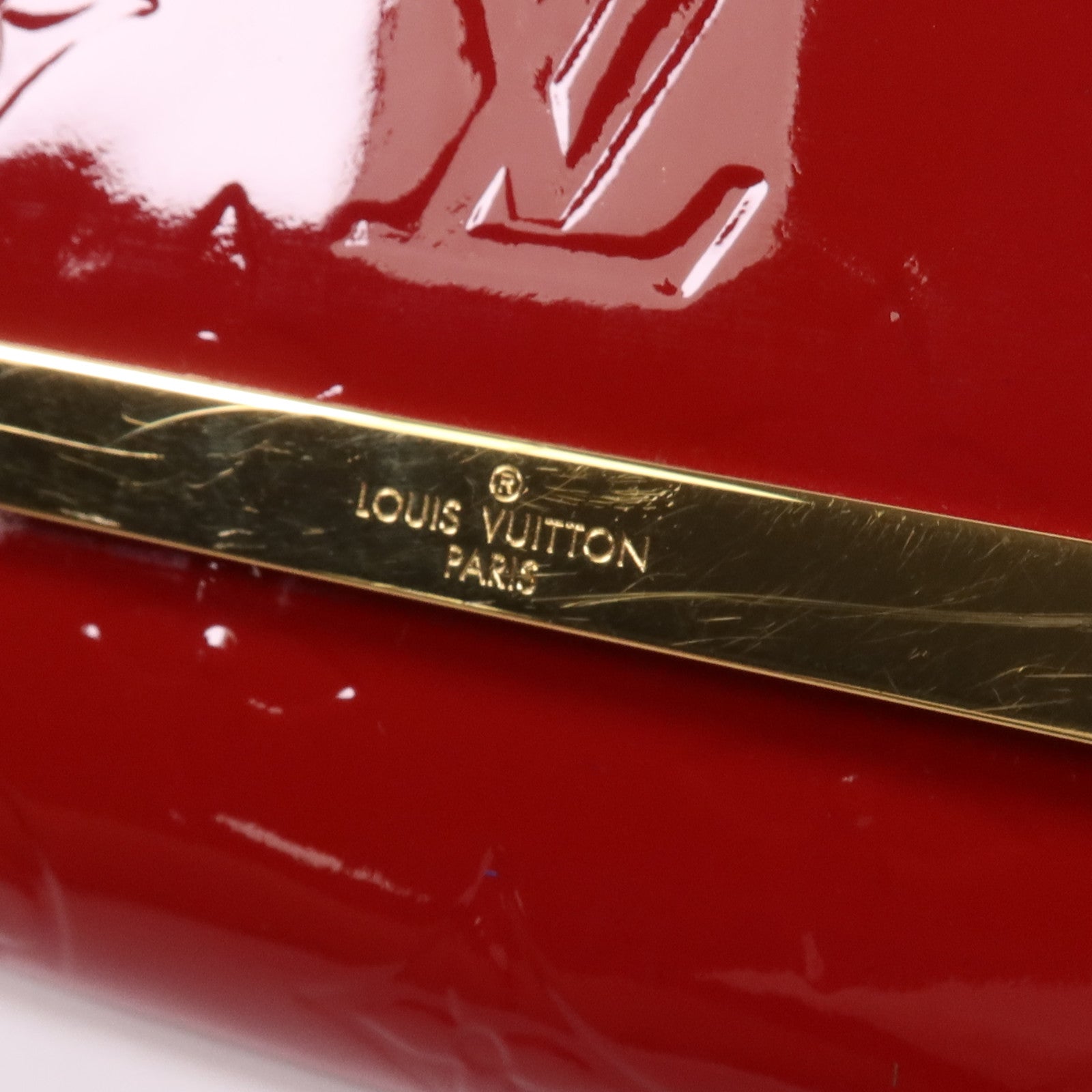 LOUIS VUITTON Monogram Vernis Clutch Ana Shoulder Bag金扣鏈帶肩背袋