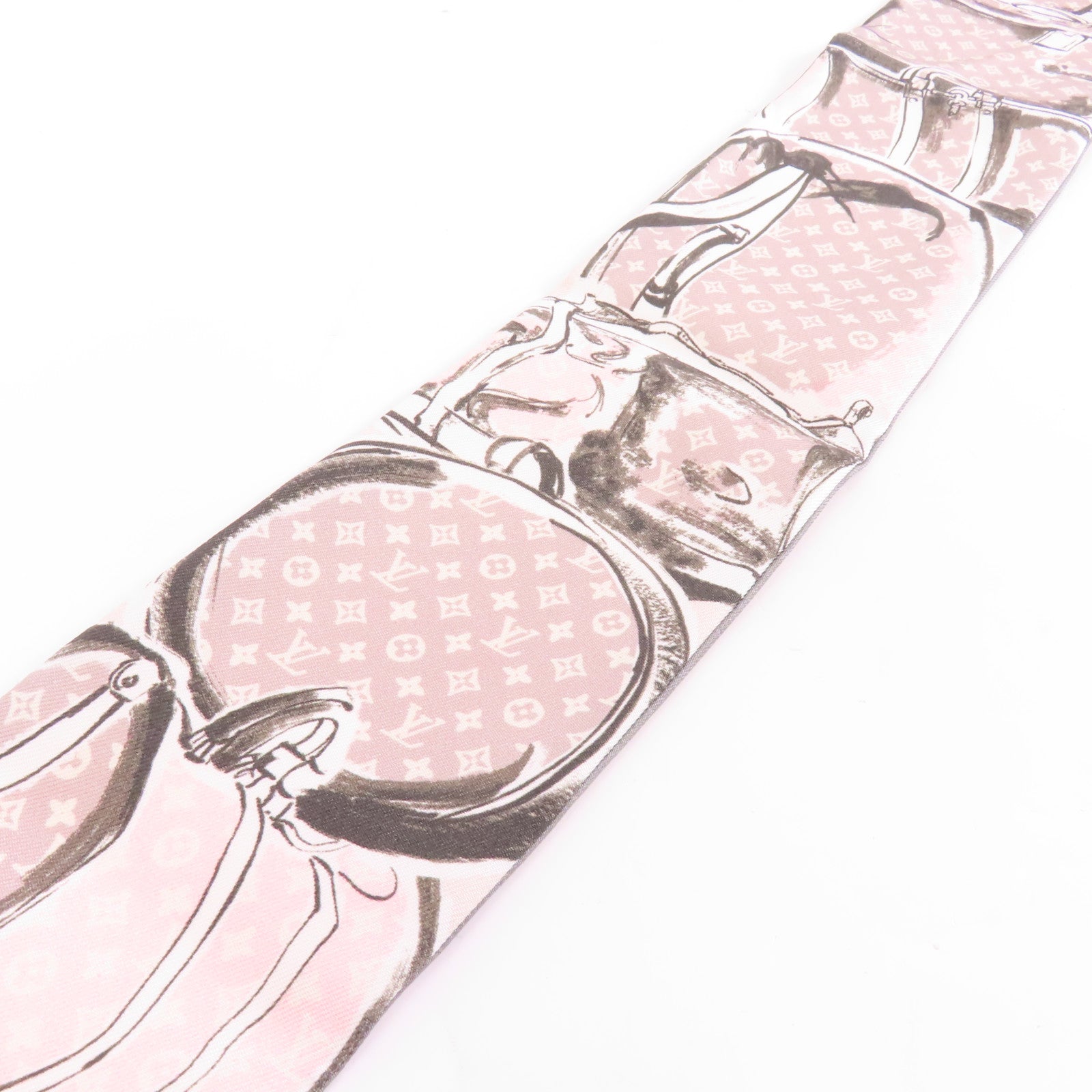 LOUIS VUITTON 絲質Trunks Bandeau scarf絲巾粉紅色