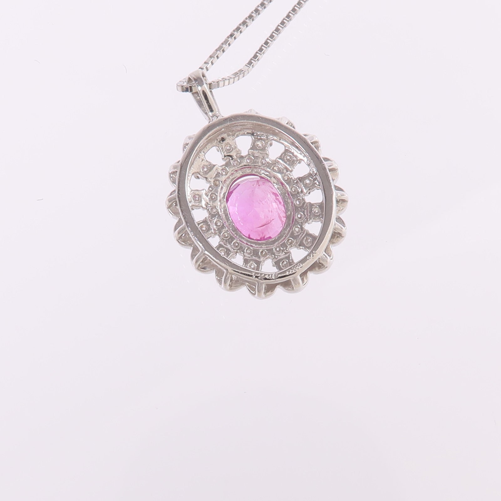 JEWELRY 【激減優惠】PT900/PT850鉑金Pink Sapphire Diamond Necklace粉紅色藍寶石/鑽石項鍊