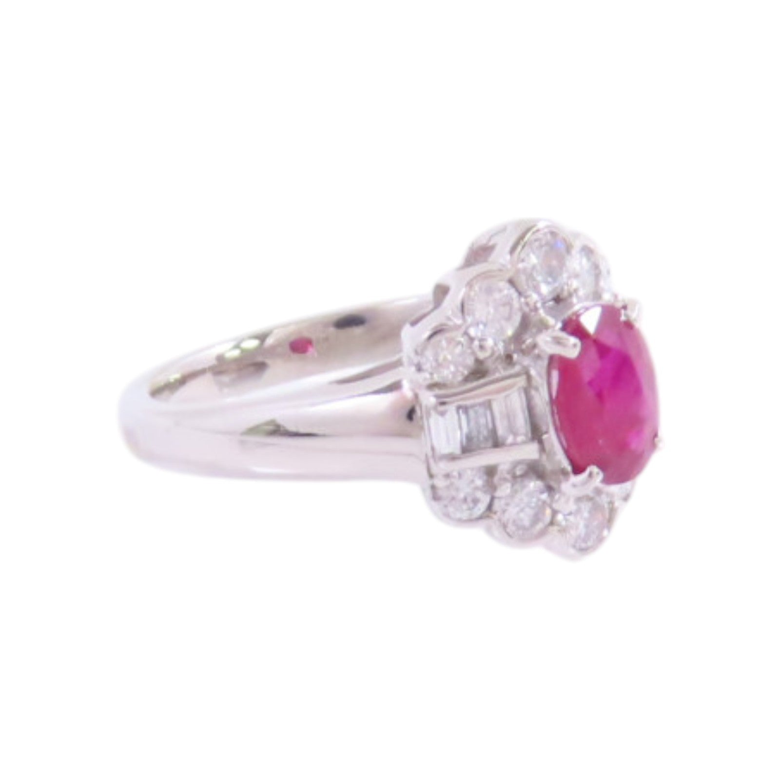 JEWELRY 【激減優惠】PT900鉑金/紅寶石/鑽石Ruby Diamond Ring戒指US#5