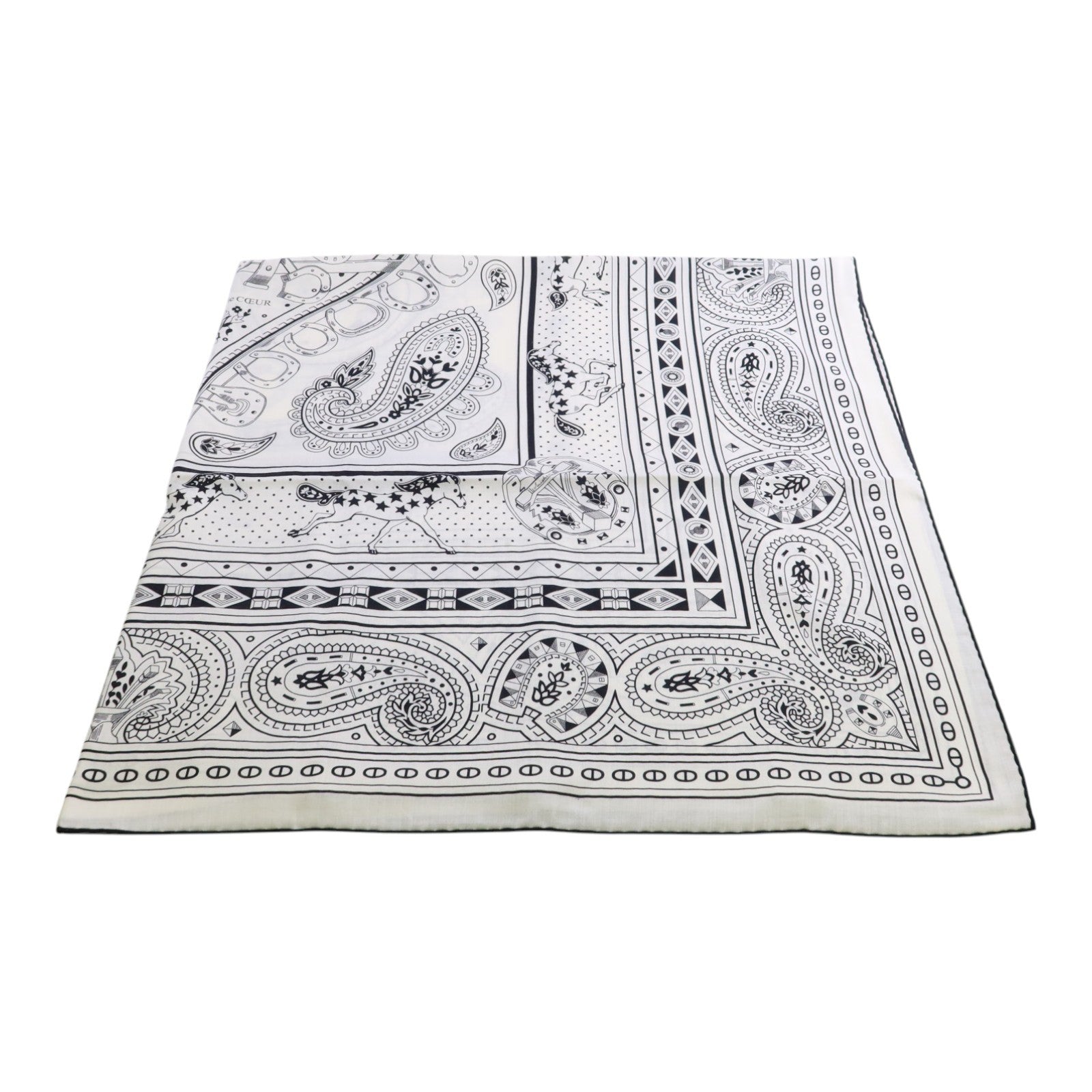 HERMES 羊絨/絲質Mors A Jouets Bandana Shawl 140x140絲巾