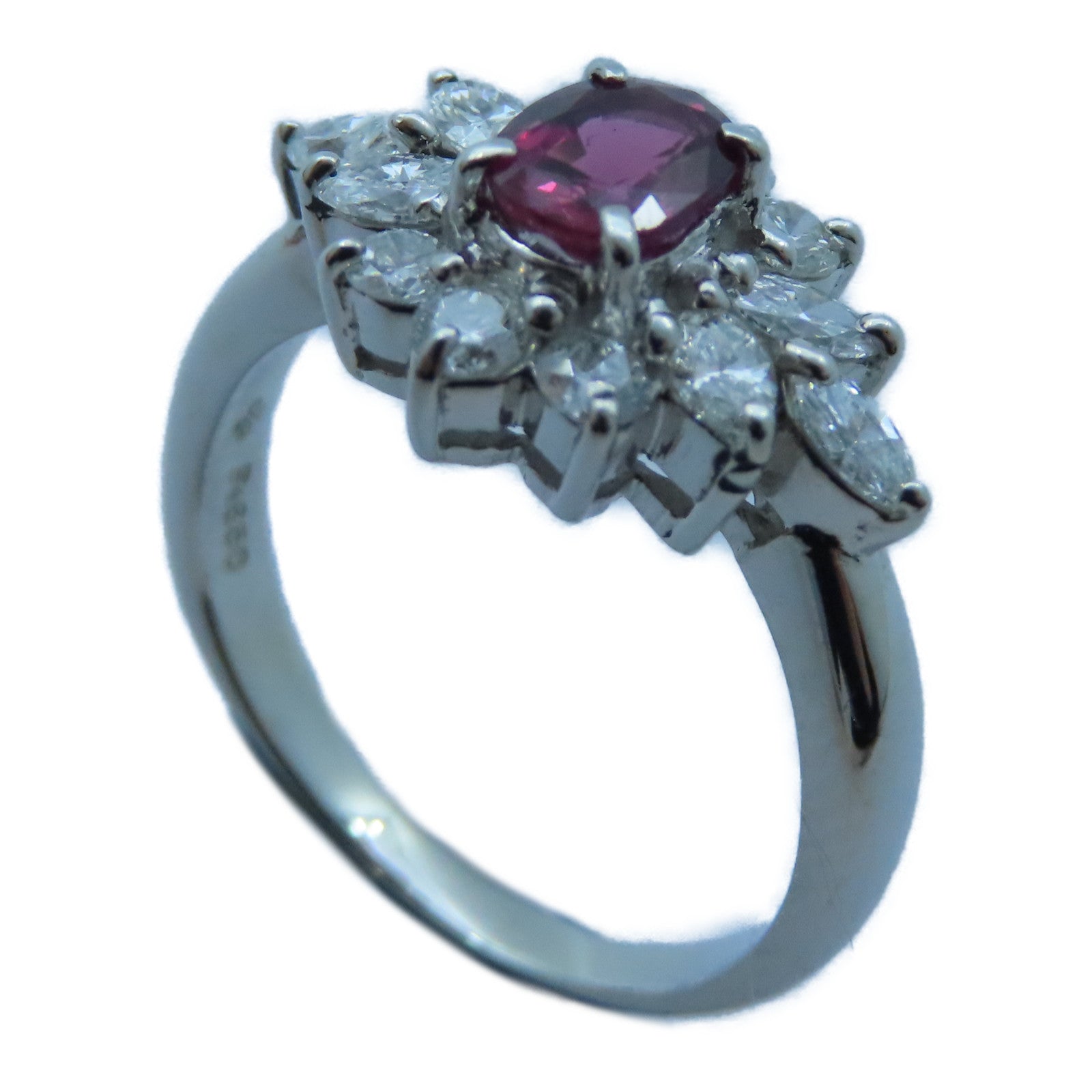 JEWELRY 【激減優惠】PT850白金Sapphire/Diamond Ring寶石/鑽石戒指US#5.75