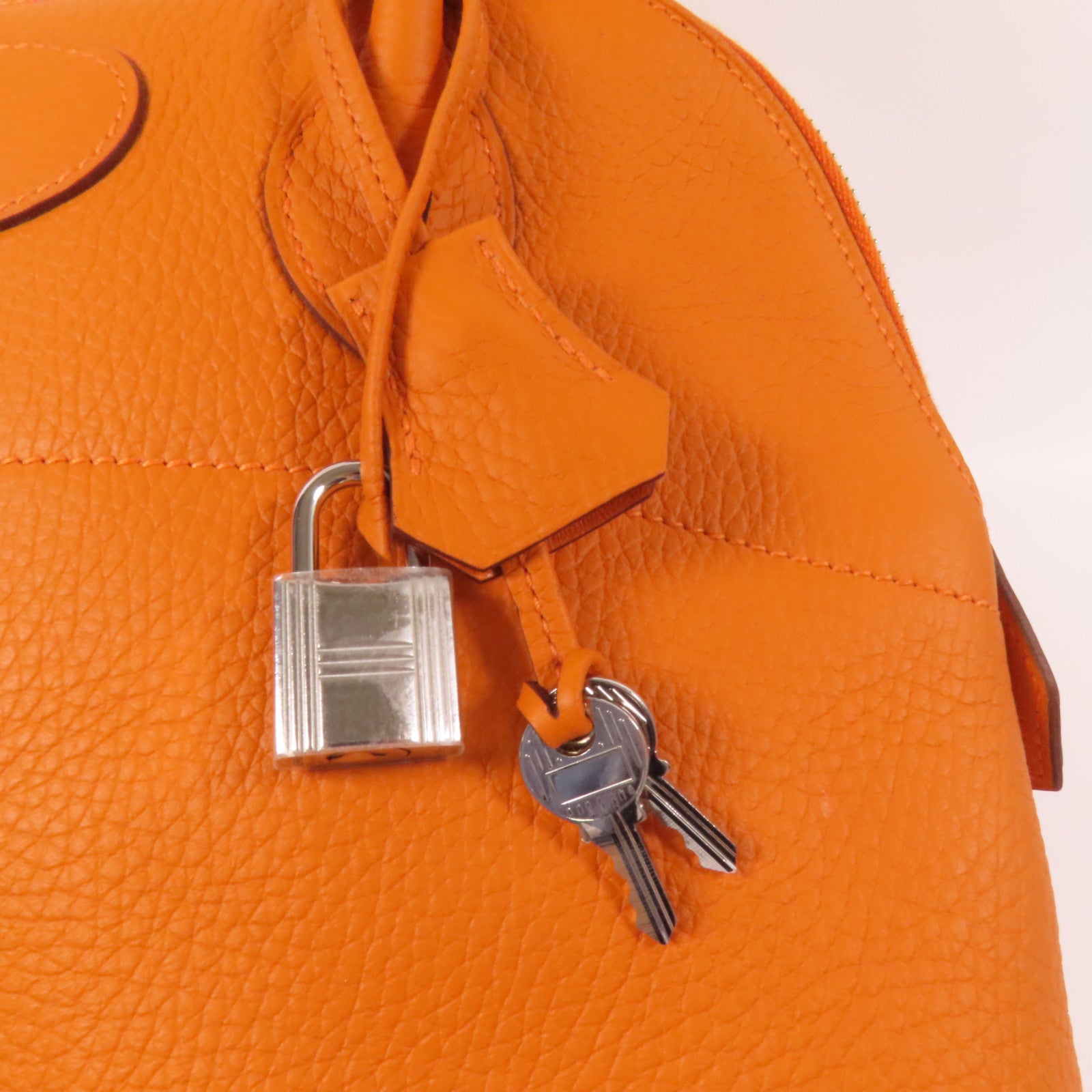 HERMES Clemence皮革Bolide 31銀扣手挽肩背兩用袋Orange