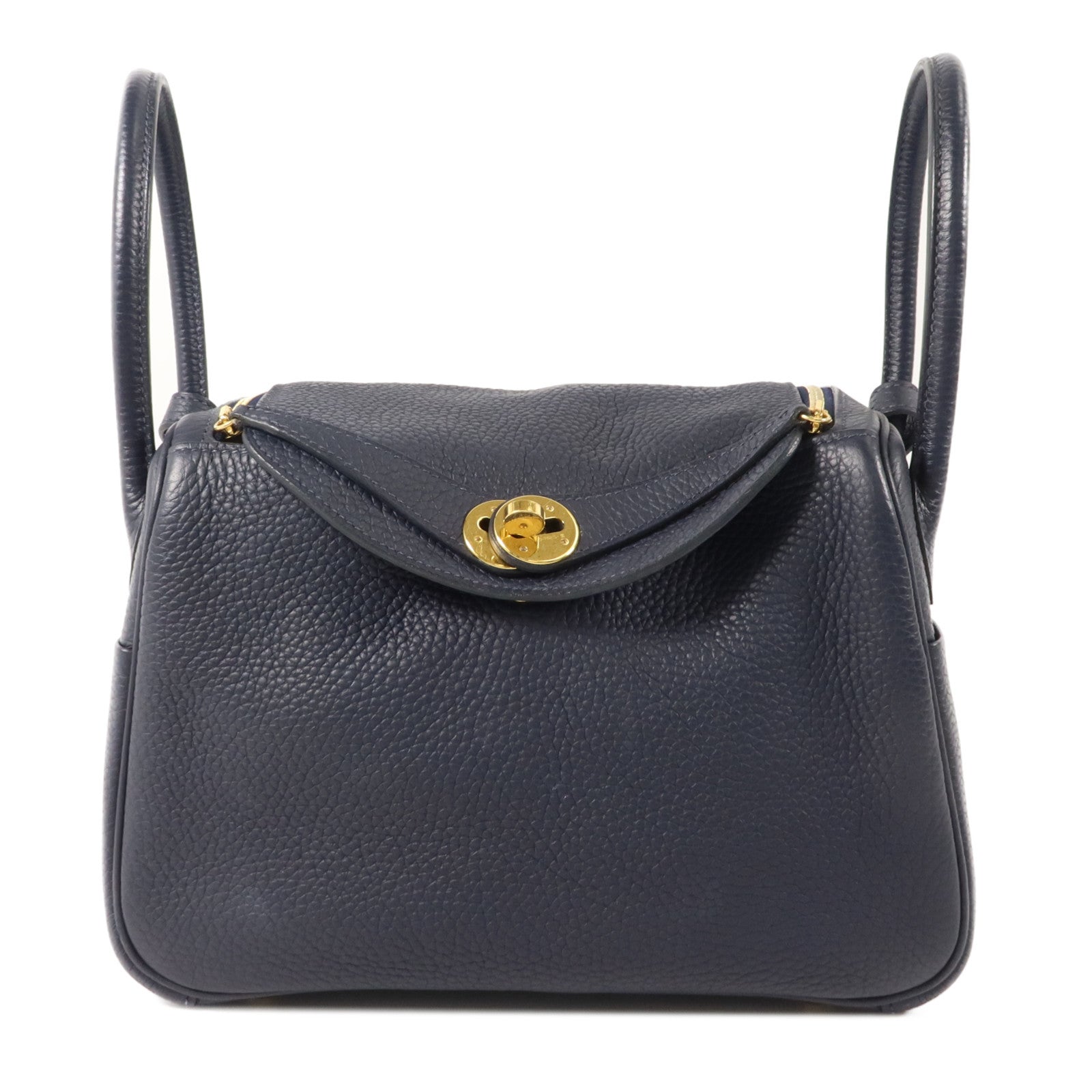 HERMES Clemence皮革Lindy 26手挽肩背兩用袋Bleu Nuit