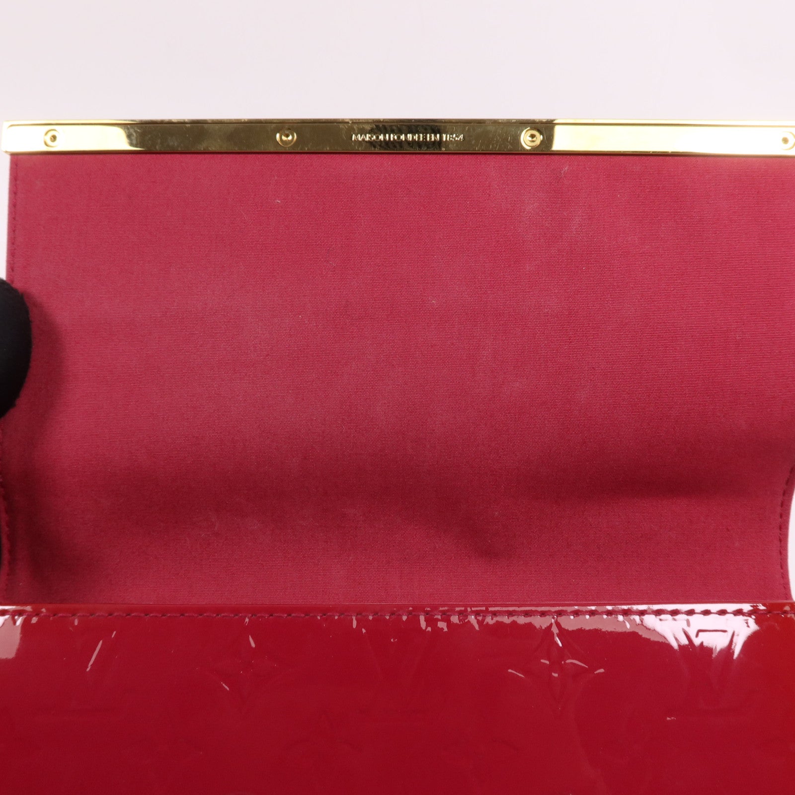 LOUIS VUITTON Monogram Vernis Clutch Ana Shoulder Bag金扣鏈帶肩背袋