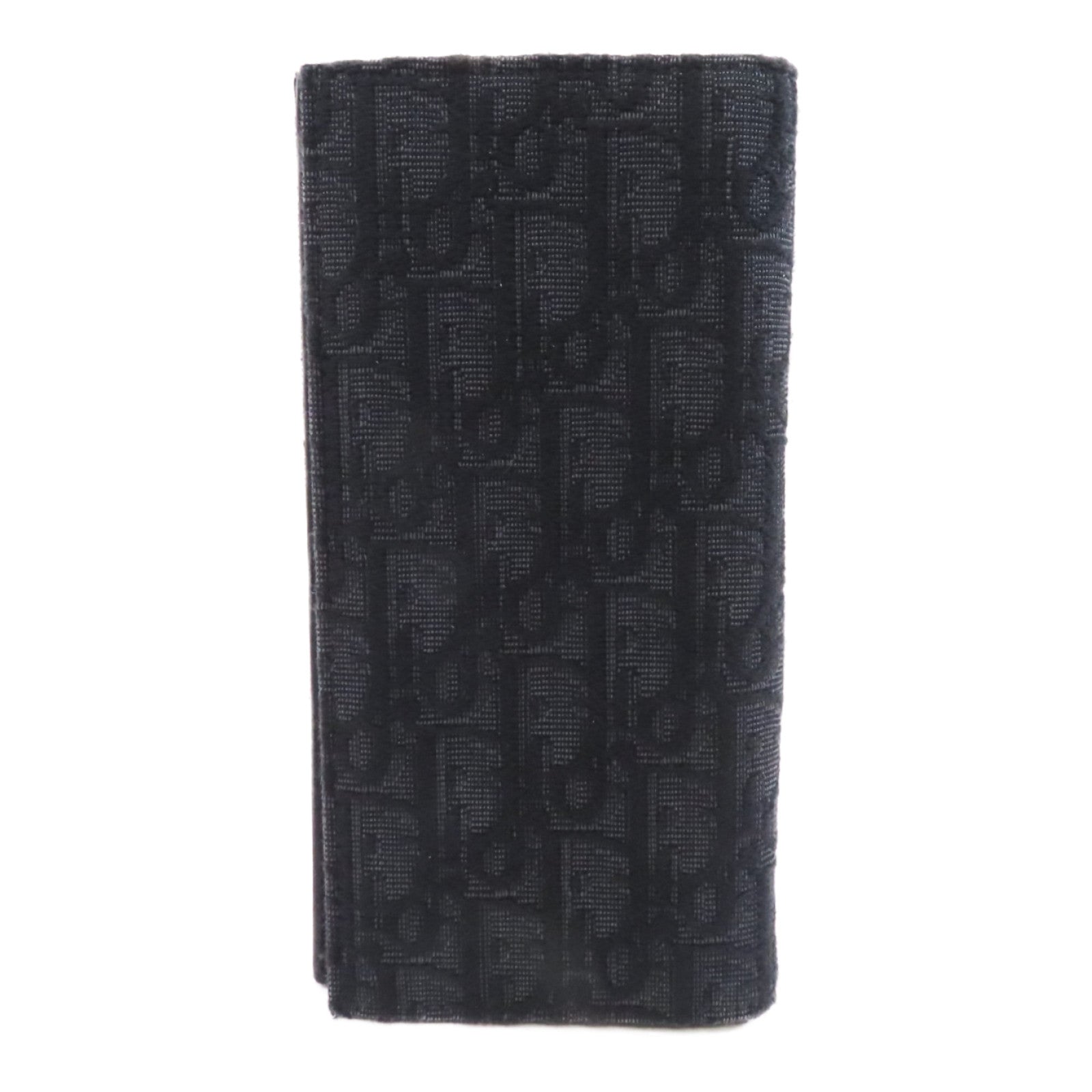 Dior 帆布Oblique Long Wallet銀扣長錢包黑色