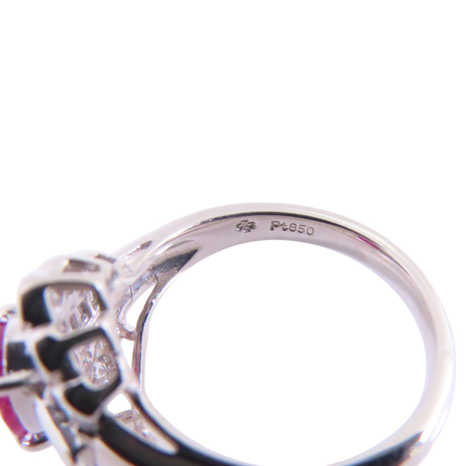 JEWELRY 【激減優惠】PT900鉑金/紅寶石/鑽石Ruby Diamond Ring戒指US#5