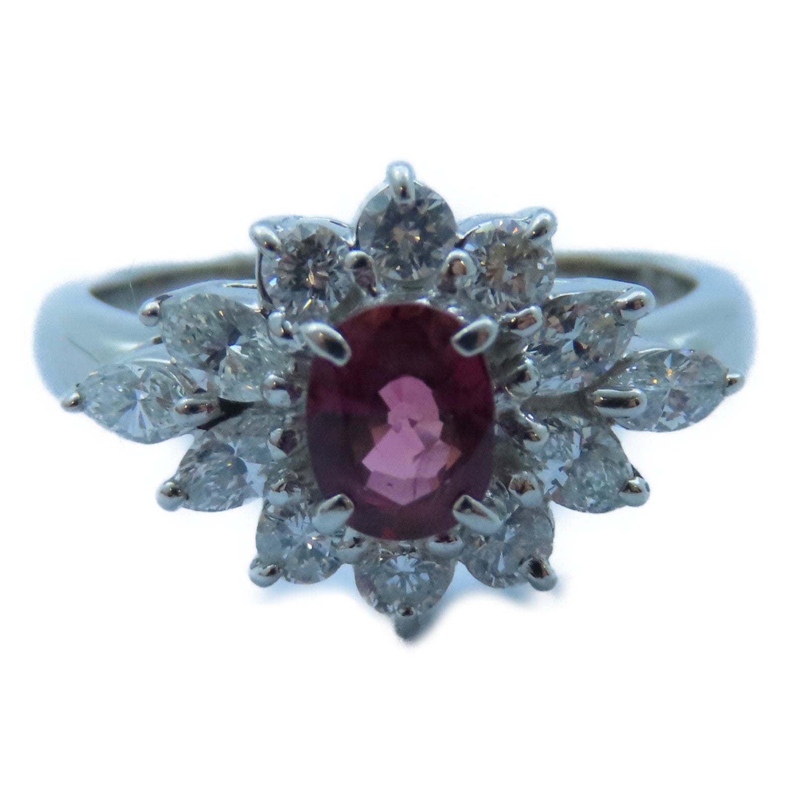 JEWELRY 【激減優惠】PT850白金Sapphire/Diamond Ring寶石/鑽石戒指US#5.75